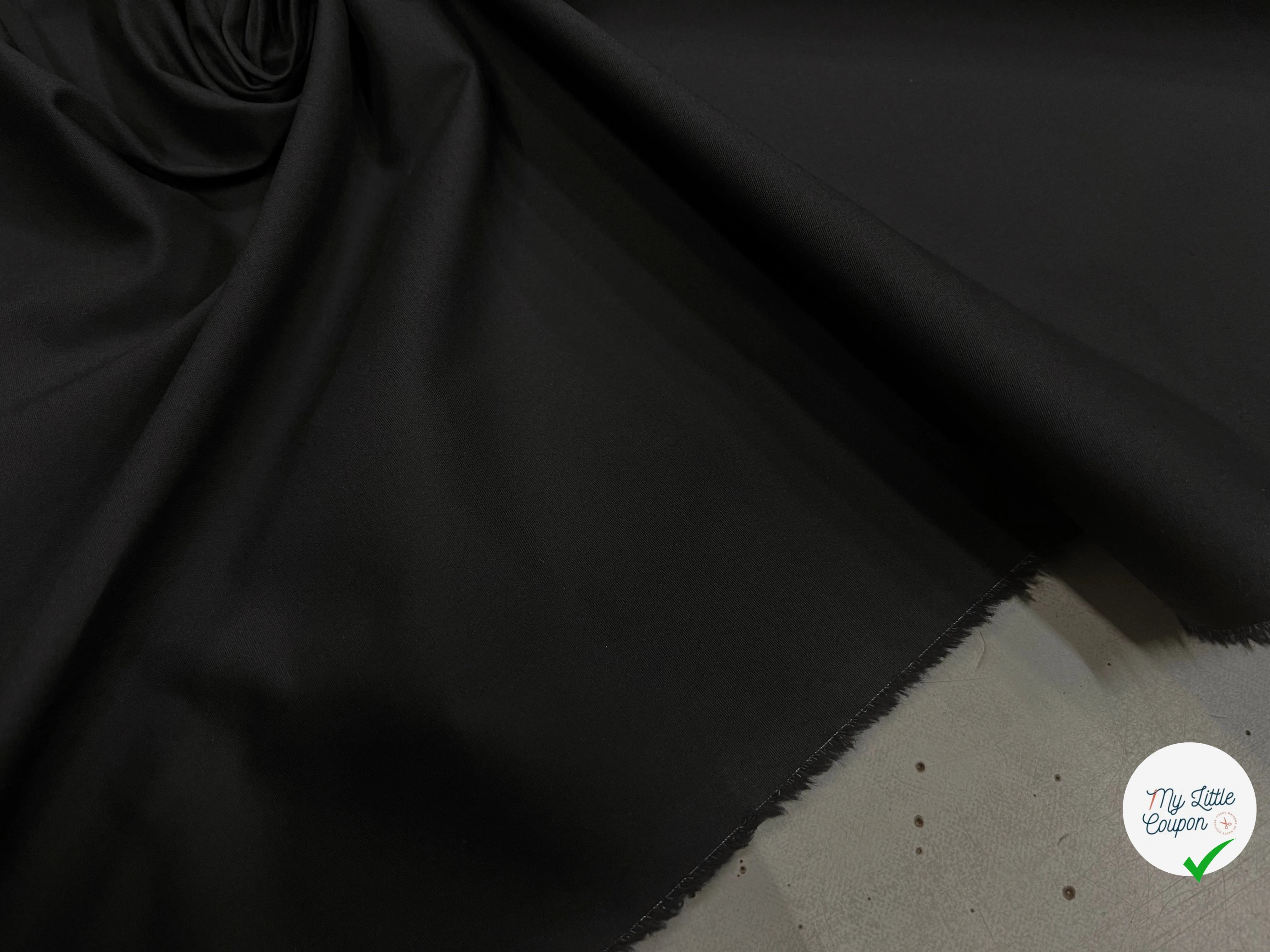 POPELINE DE COTON FLUIDE NOIR 132CM - My Little Coupon