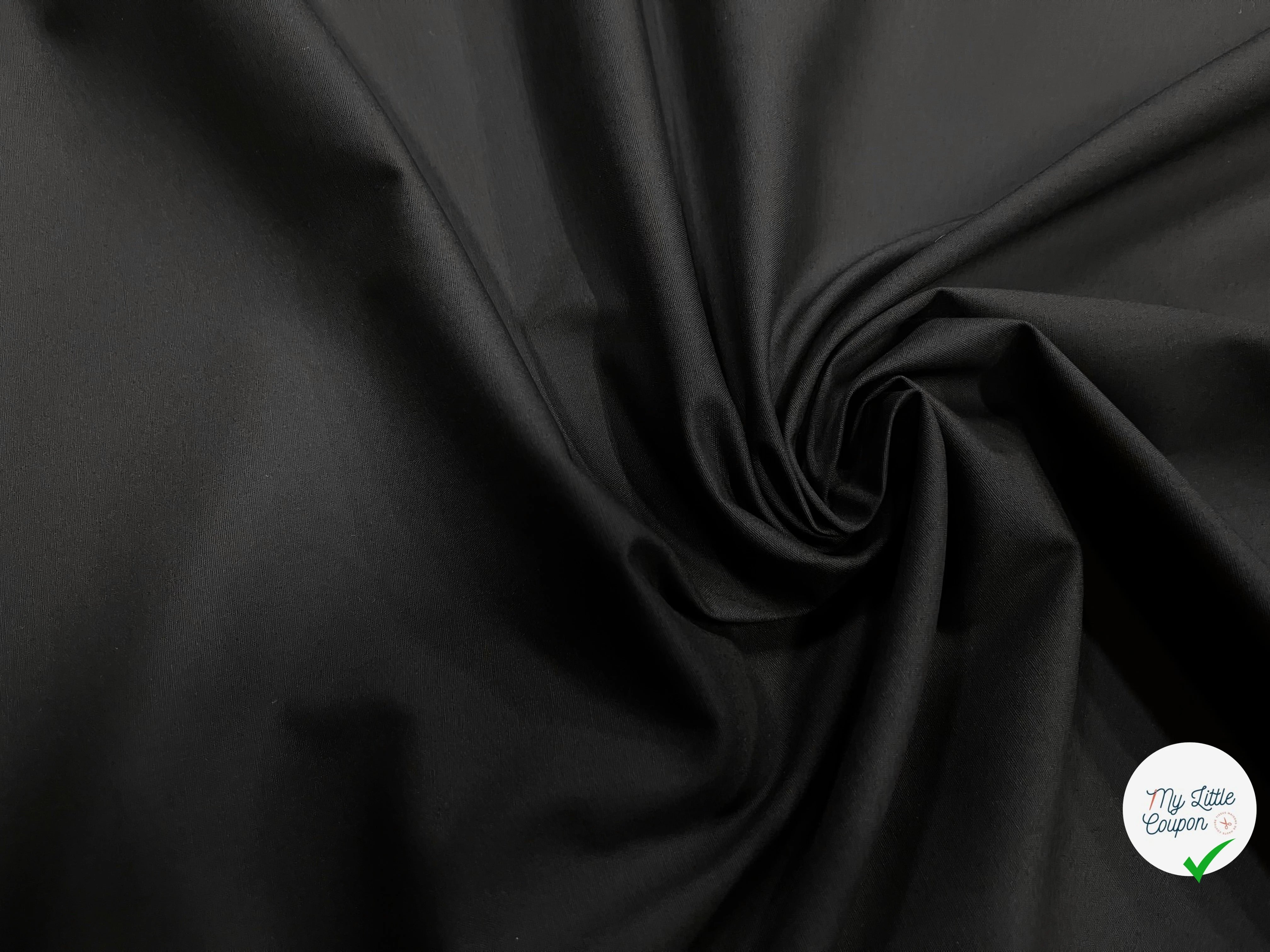 POPELINE DE COTON FLUIDE NOIR 132CM - My Little Coupon
