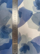 POPELINE DE COTON FOND BLANC MOTIFS ABSTRAIT BLEU - My Little Coupon