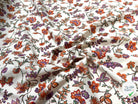POPELINE DE COTON FOND CASSÉ IMPRIMÉE JOLIES GROSSES FLEURS ORANGE VIOLET - My Little Coupon