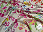 POPELINE DE COTON FOND ÉCRU GROSSE FLEURES MULTICOLORES - My Little Coupon