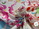POPELINE DE COTON FOND ÉCRU GROSSE FLEURES MULTICOLORES - My Little Coupon