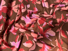 POPELINE DE COTON FOND MARRON FLEURS ROSE ET ROUGE - My Little Coupon