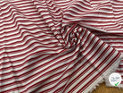 POPELINE DE COTON GROSSES RAYURES BORDEAUX ET BLANC - My Little Coupon