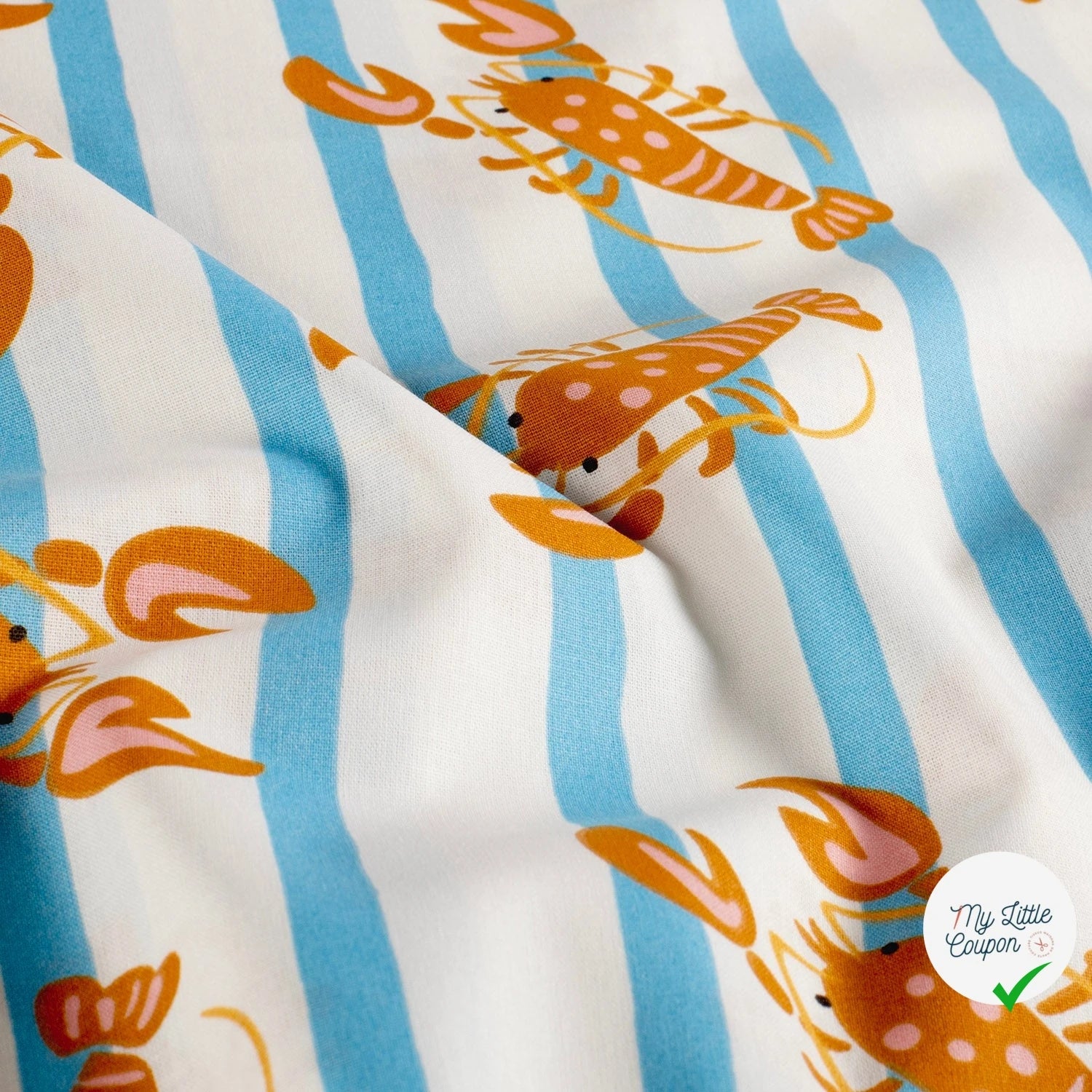 POPELINE DE COTON IMPRIMÉ HOMARD BLANC CASSÉ - My Little Coupon