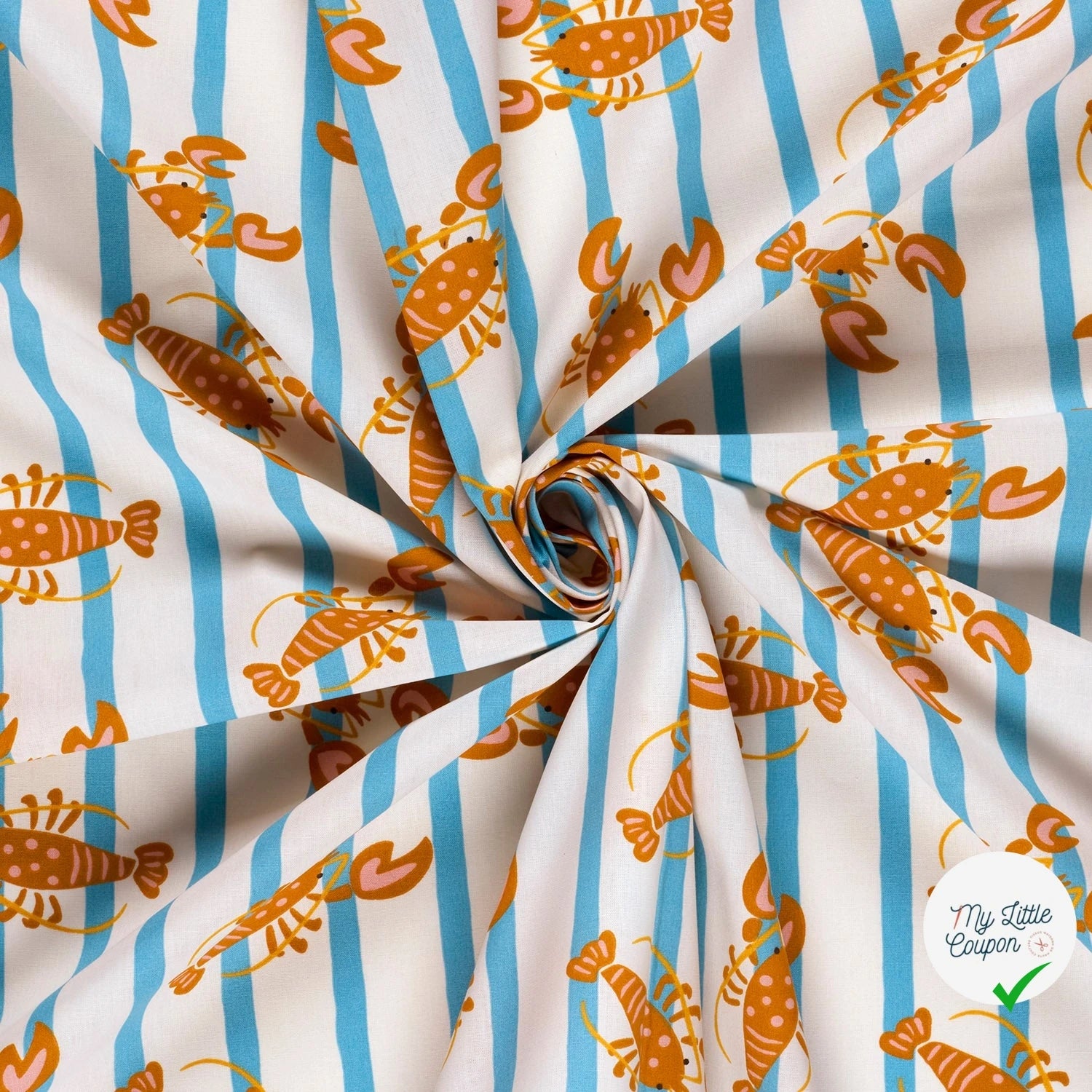 POPELINE DE COTON IMPRIMÉ HOMARD BLANC CASSÉ - My Little Coupon