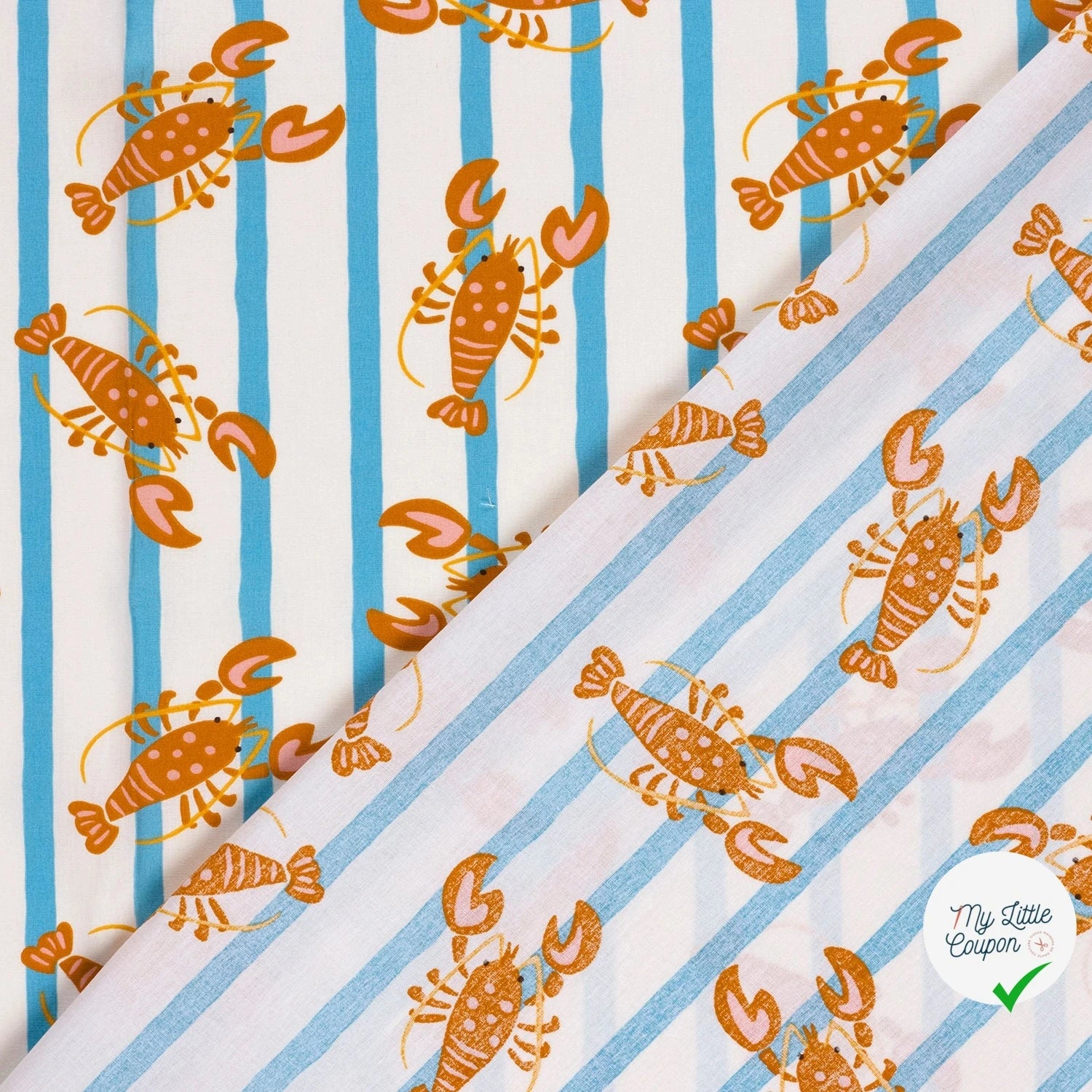 POPELINE DE COTON IMPRIMÉ HOMARD BLANC CASSÉ - My Little Coupon