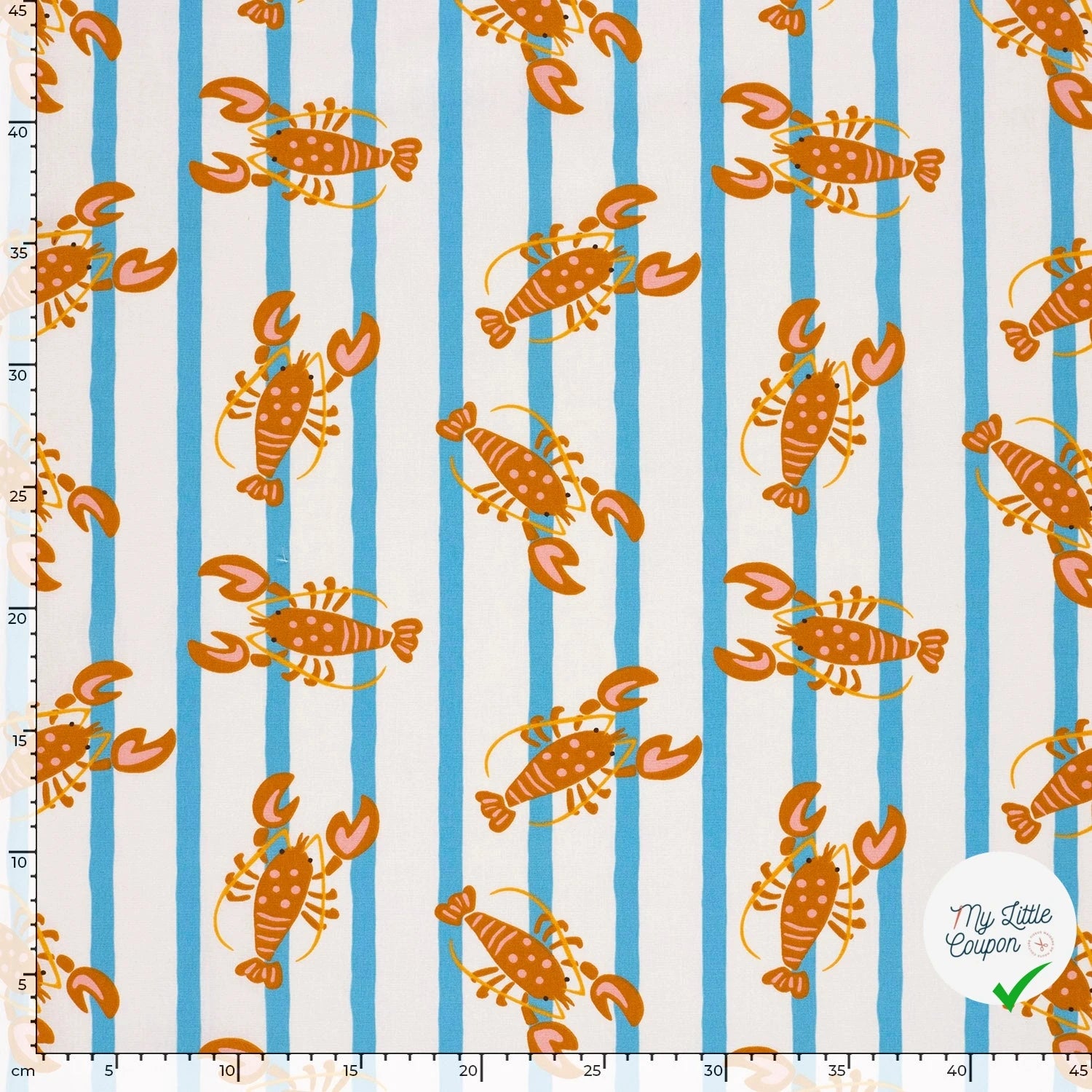 POPELINE DE COTON IMPRIMÉ HOMARD BLANC CASSÉ - My Little Coupon