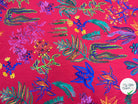 POPELINE DE COTON IMPRIMÉE EDEN COLORÉ FOND ROUGE FUCHSIA - My Little Coupon - tissu - coudre