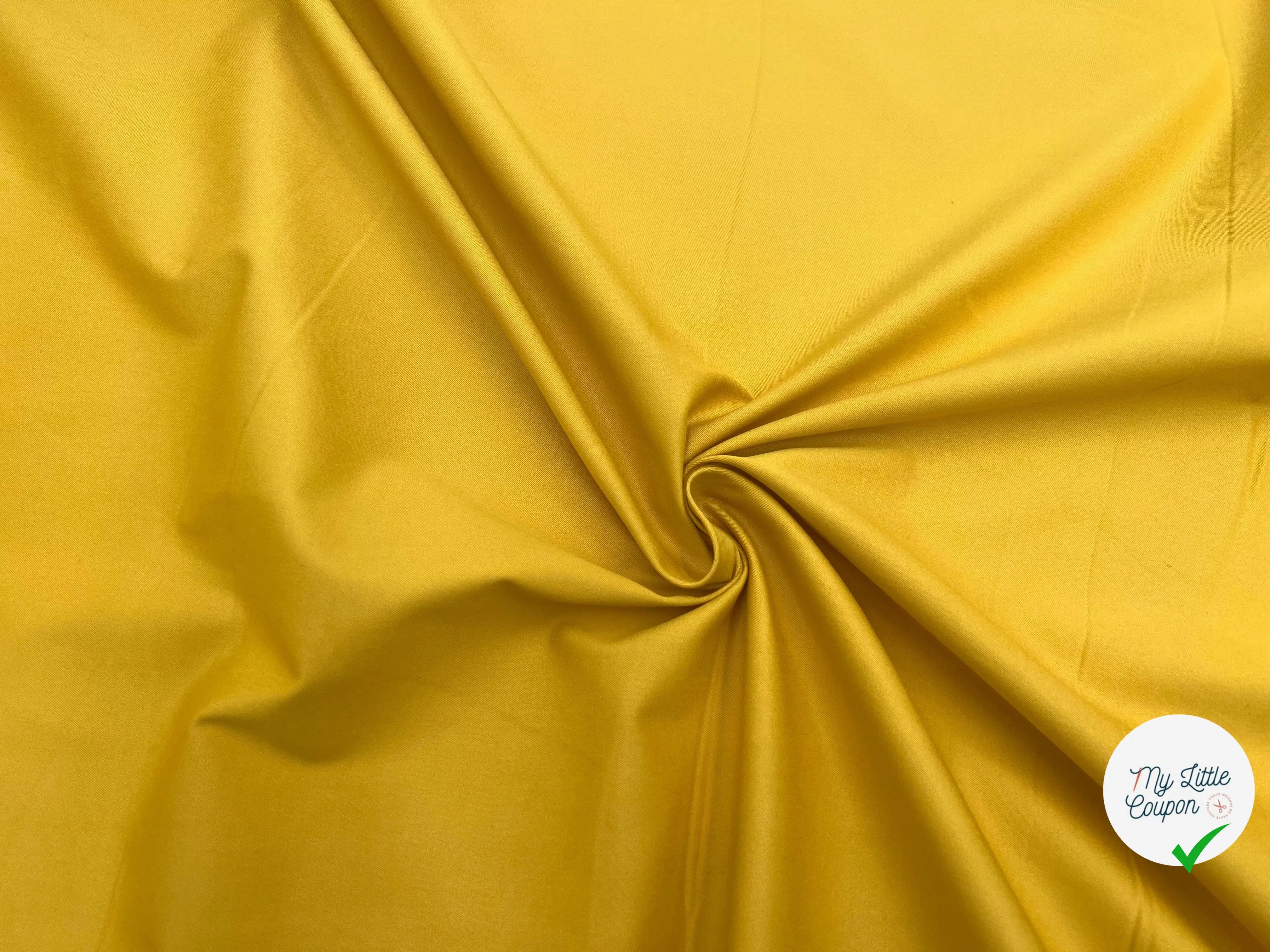POPELINE DE COTON JAUNE MOUTARDE STRETCH - My Little Coupon - tissu - coudre