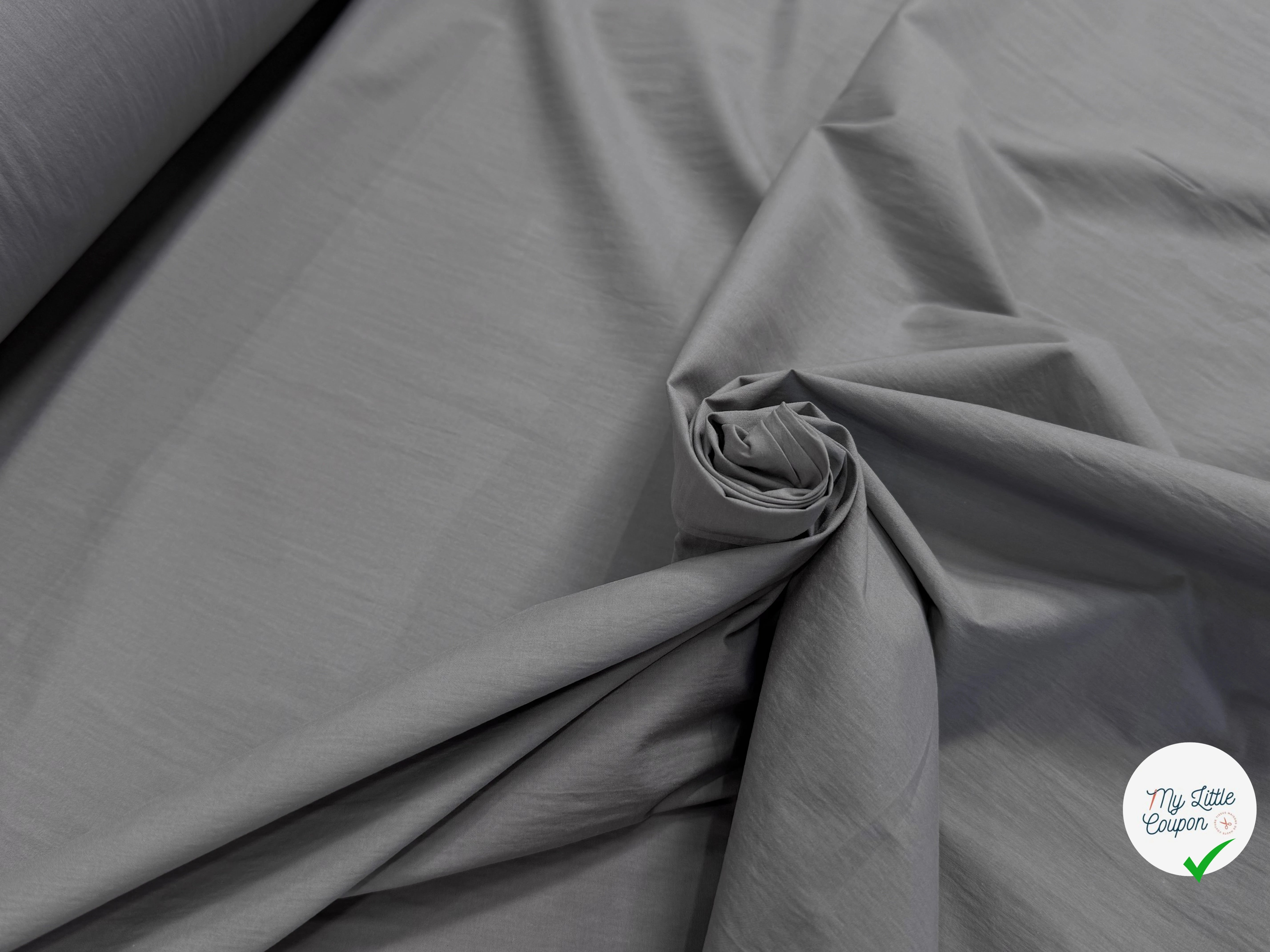 POPELINE DE COTON LÉGÈREMENT CRAQUANTE GRIS 100% CO - My Little Coupon