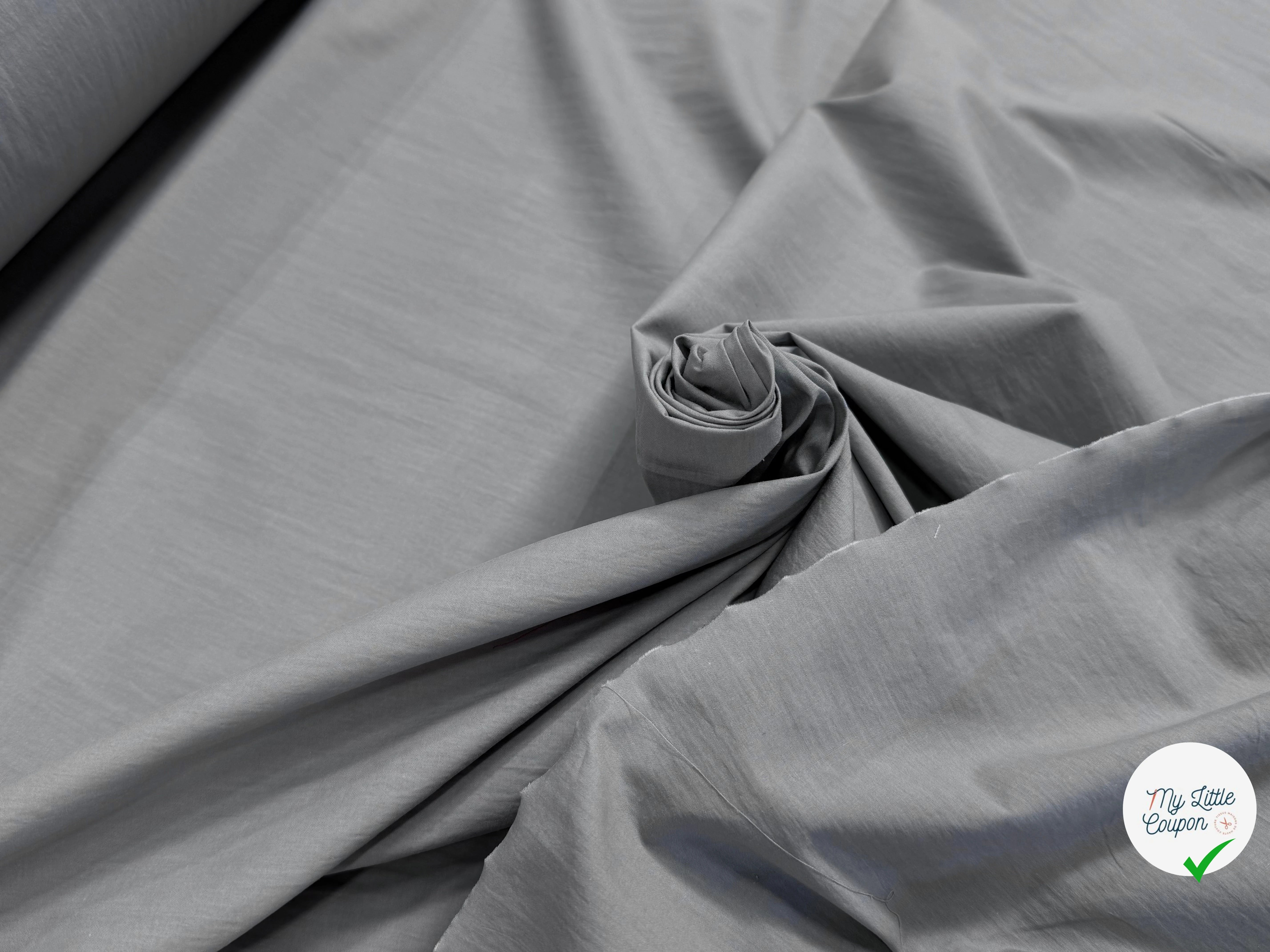 POPELINE DE COTON LÉGÈREMENT CRAQUANTE GRIS 100% CO - My Little Coupon