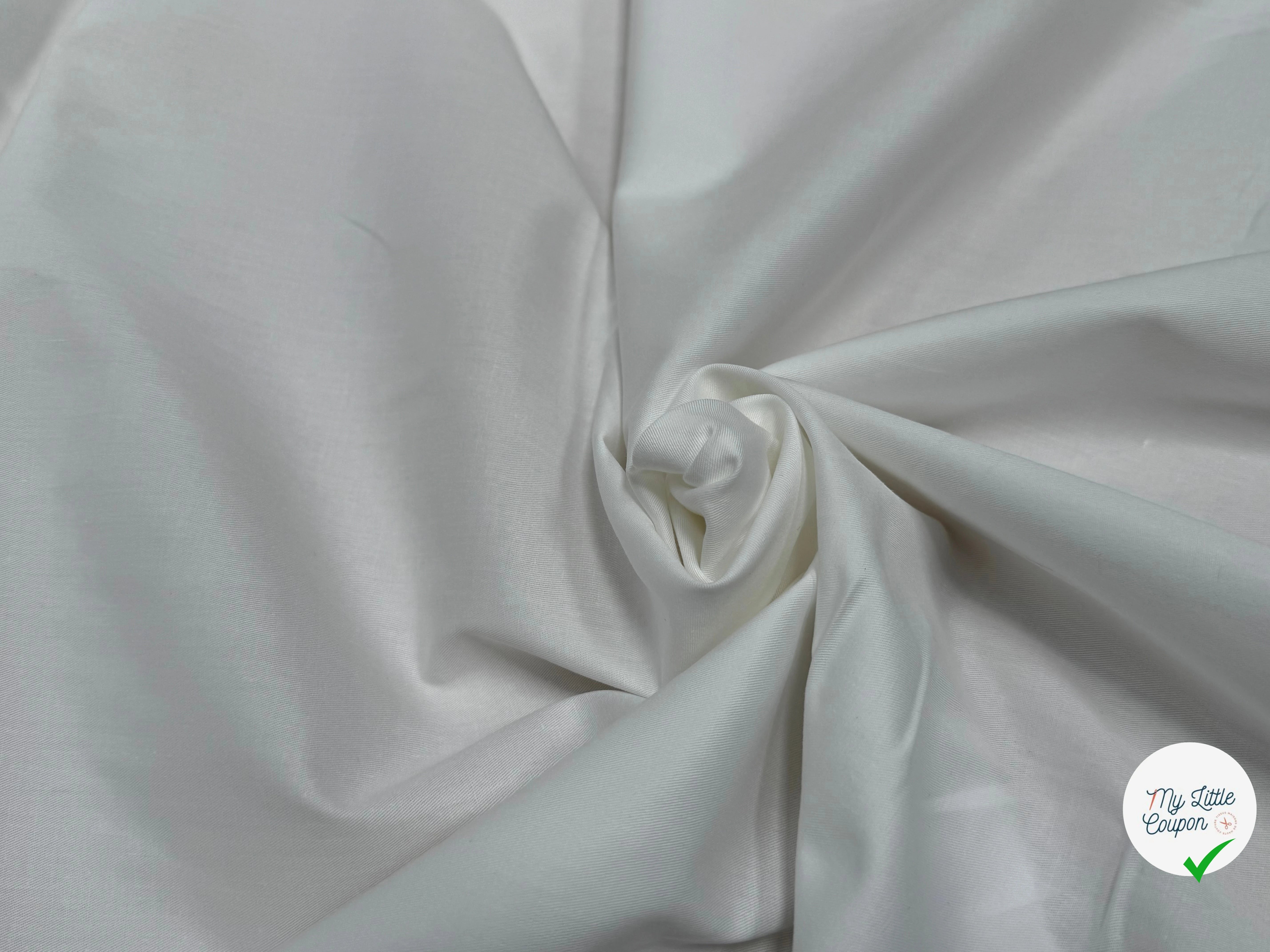POPELINE DE COTON LÉGÈREMENT SERGÉE QUALITÉ COUTURE BLANC - My Little Coupon