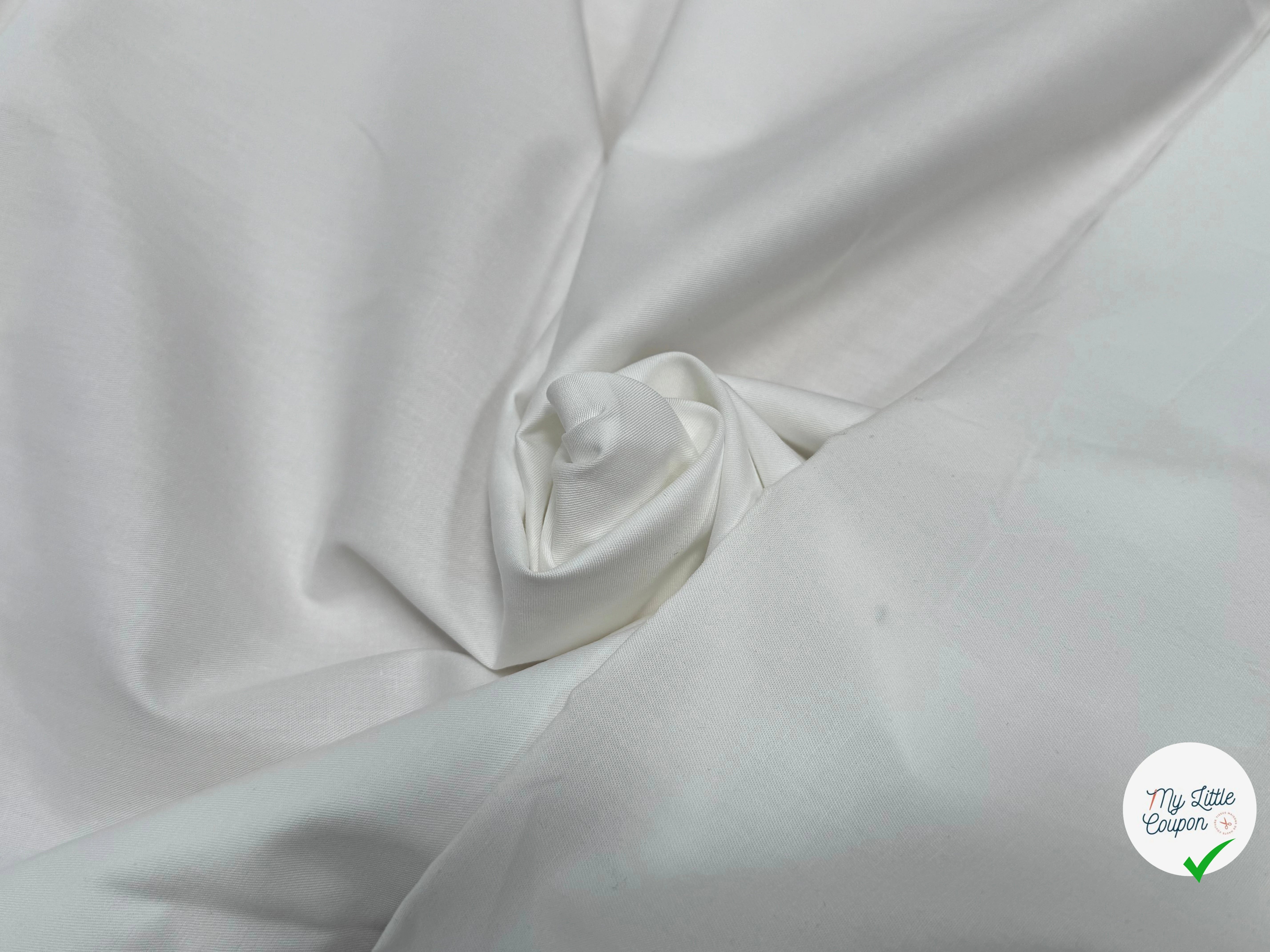 POPELINE DE COTON LÉGÈREMENT SERGÉE QUALITÉ COUTURE BLANC - My Little Coupon