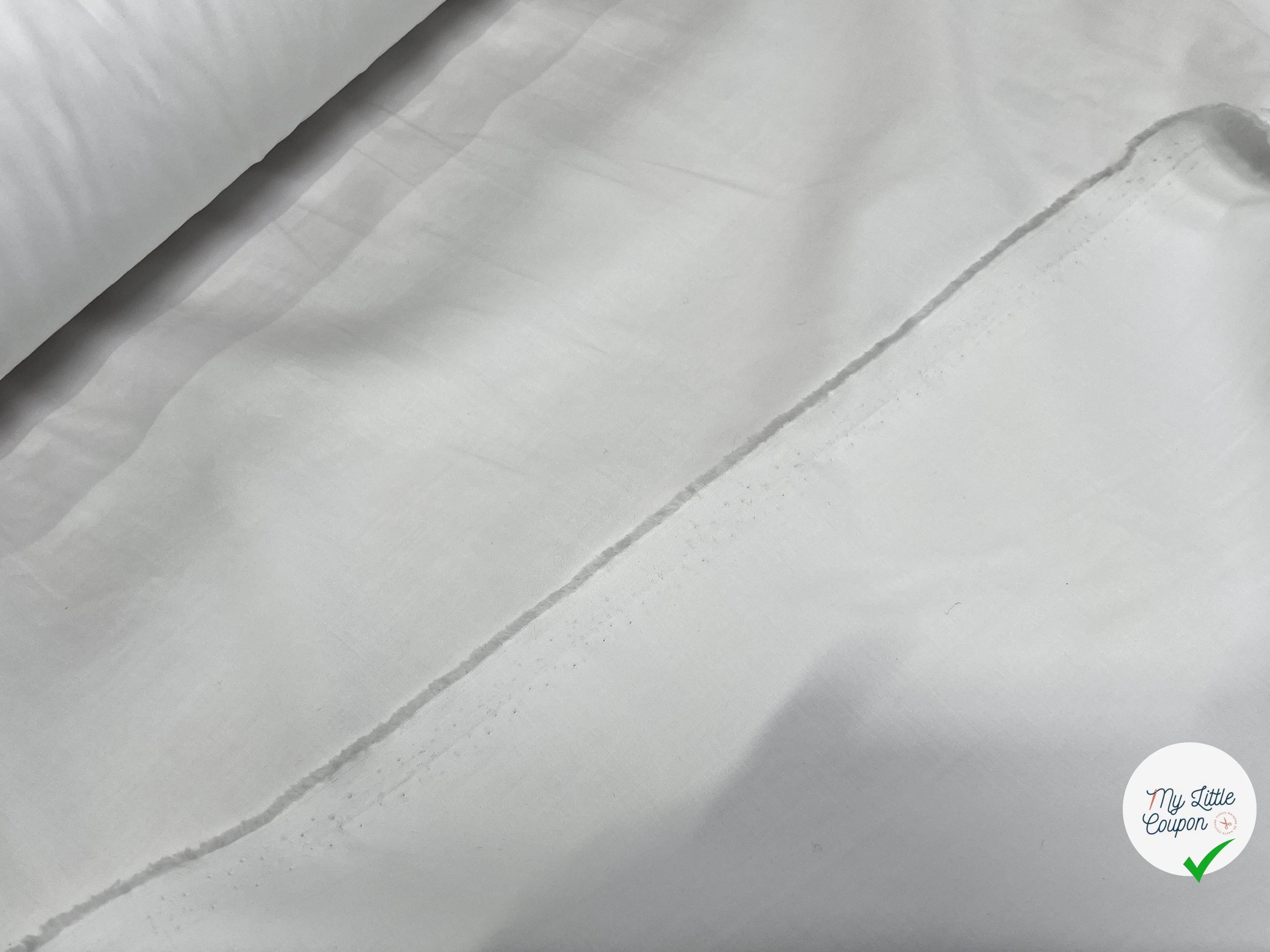 POPELINE DE COTON LISSE LÉGÈREMENT SATINÉ BLANCHE 140CM - My Little Coupon