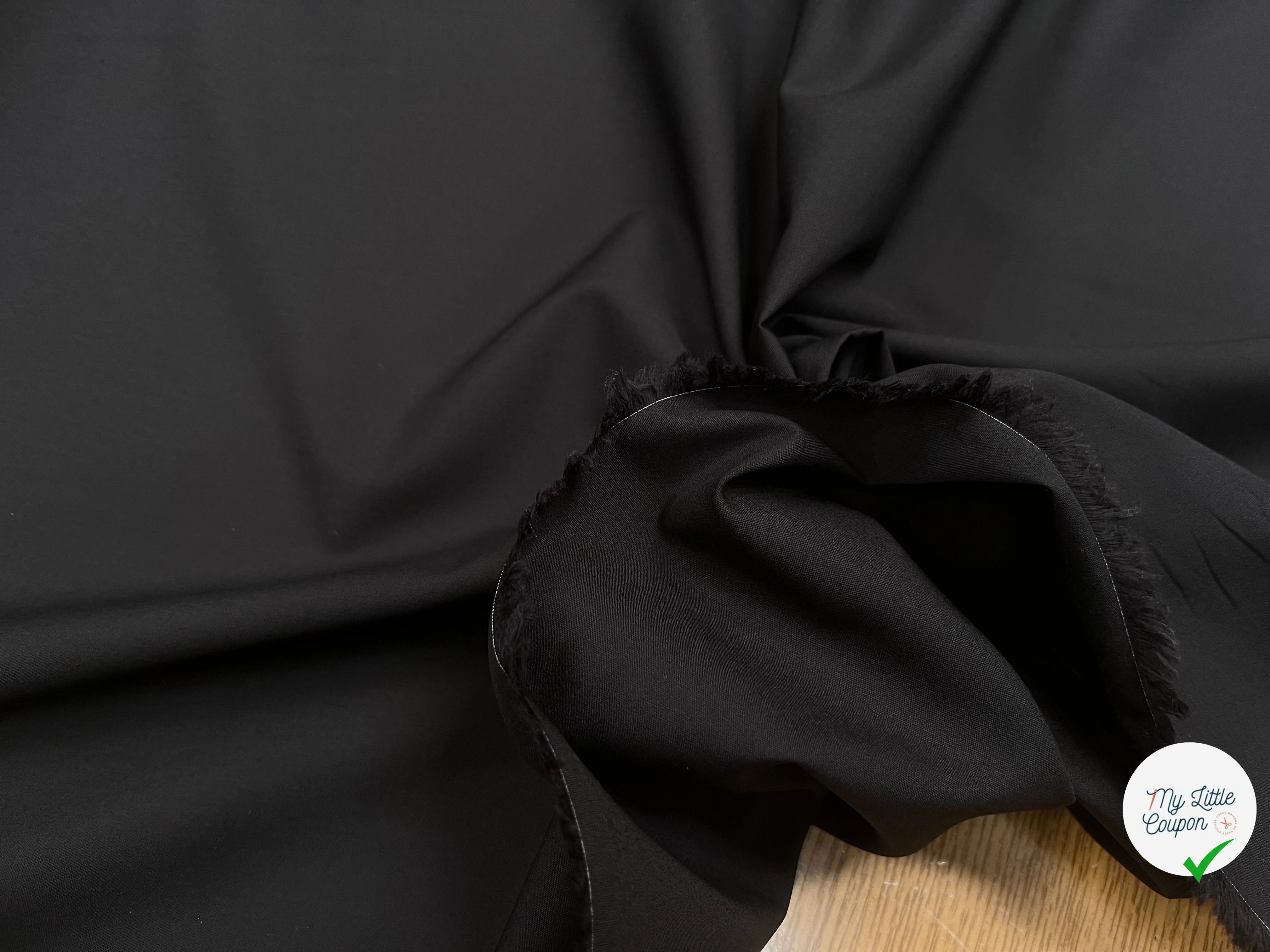 POPELINE DE COTON LISSE NOIR EFFET ROSÉ 150CM - My Little Coupon