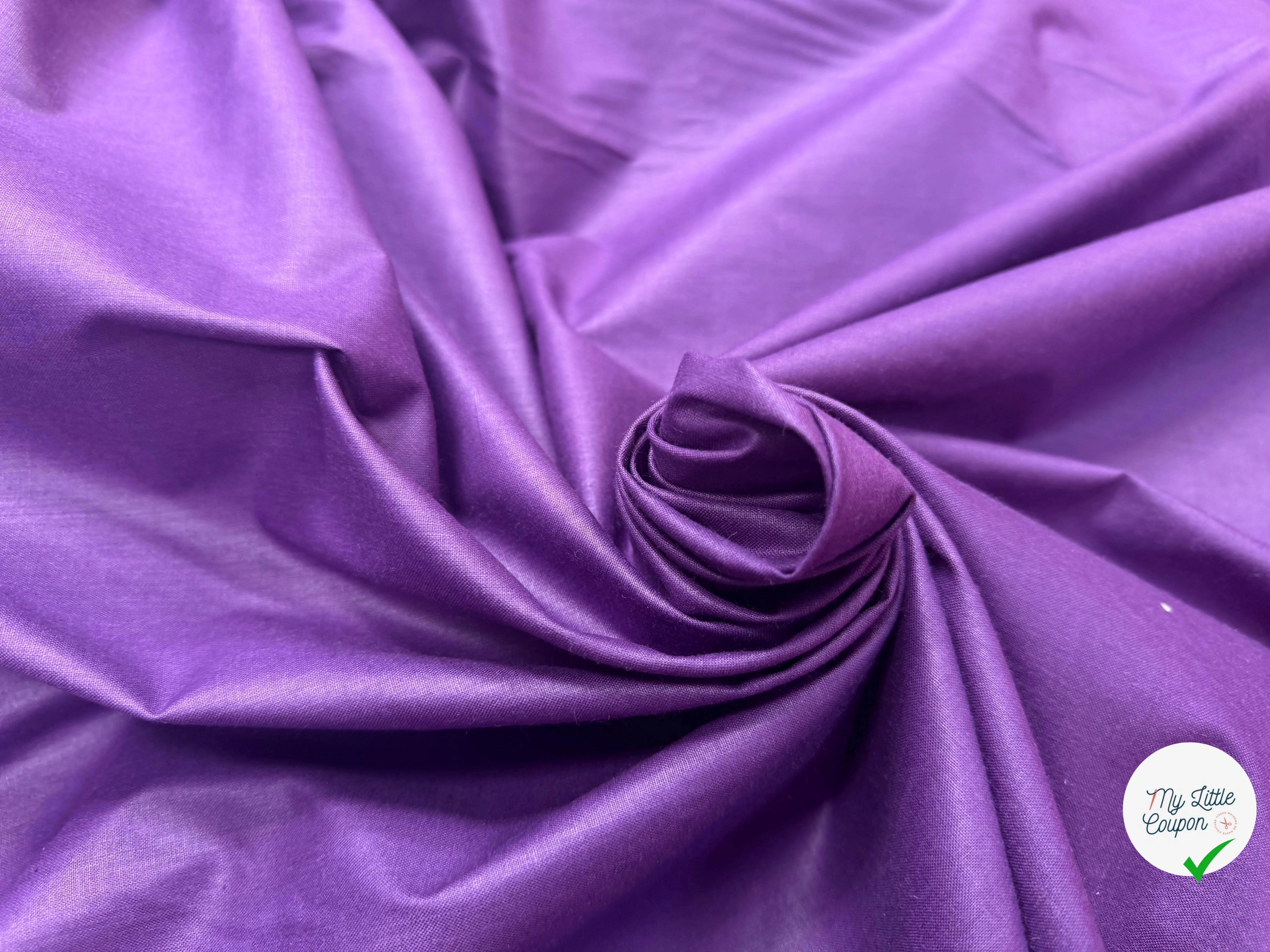 POPELINE DE COTON MERCERISE DOUBLE LAIZE VIOLET - My Little Coupon