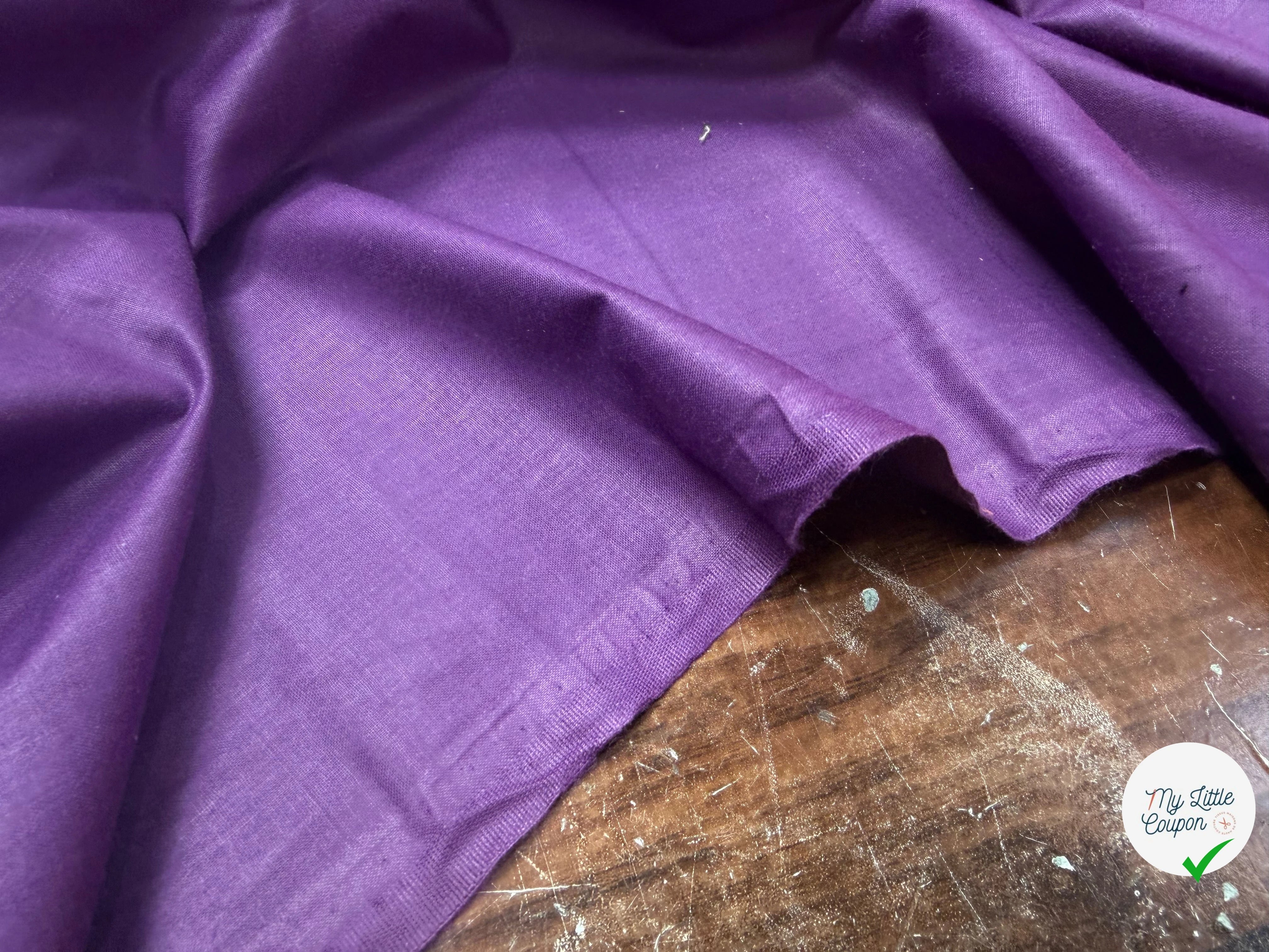 POPELINE DE COTON MERCERISE DOUBLE LAIZE VIOLET - My Little Coupon