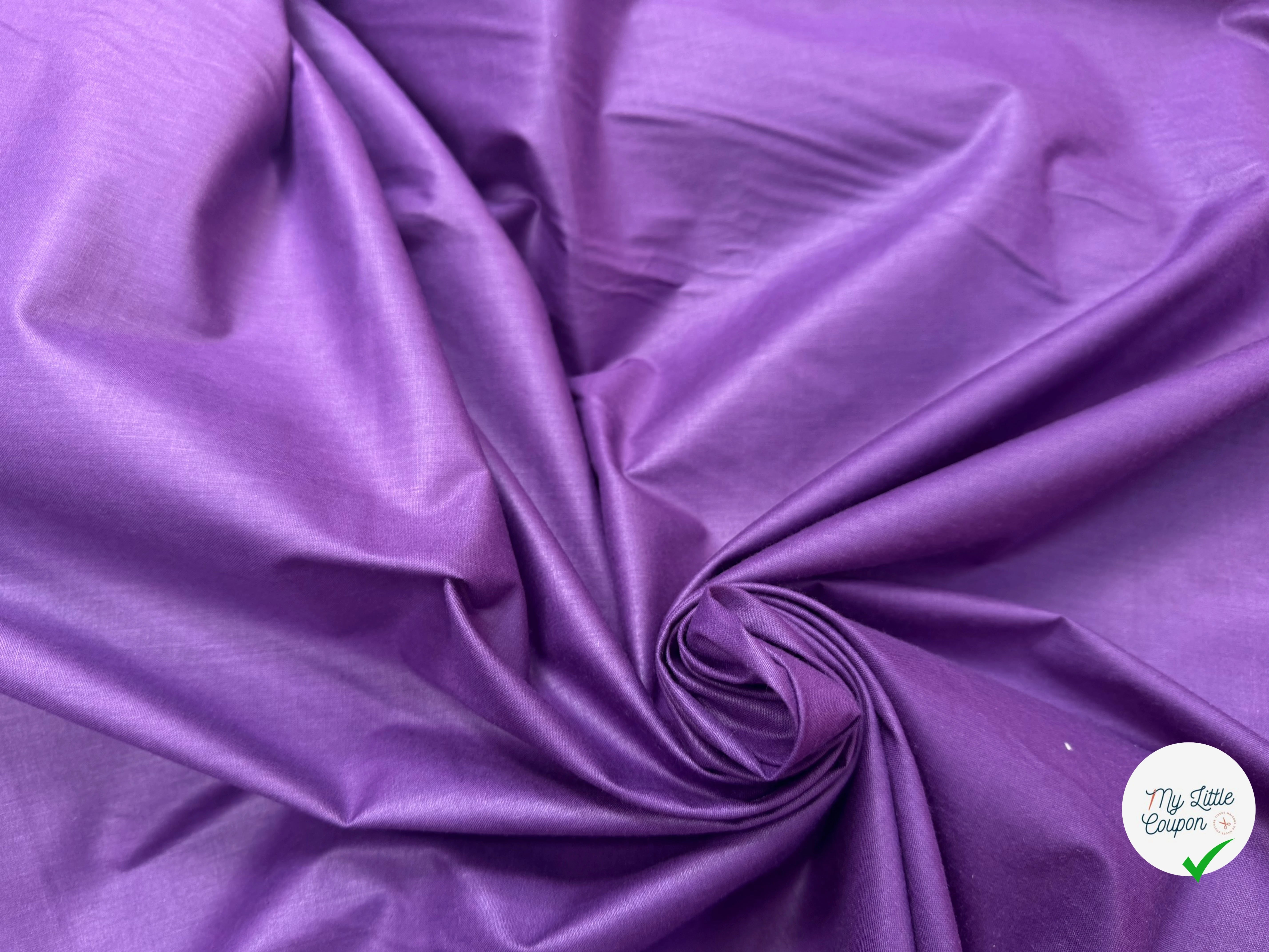 POPELINE DE COTON MERCERISE DOUBLE LAIZE VIOLET - My Little Coupon