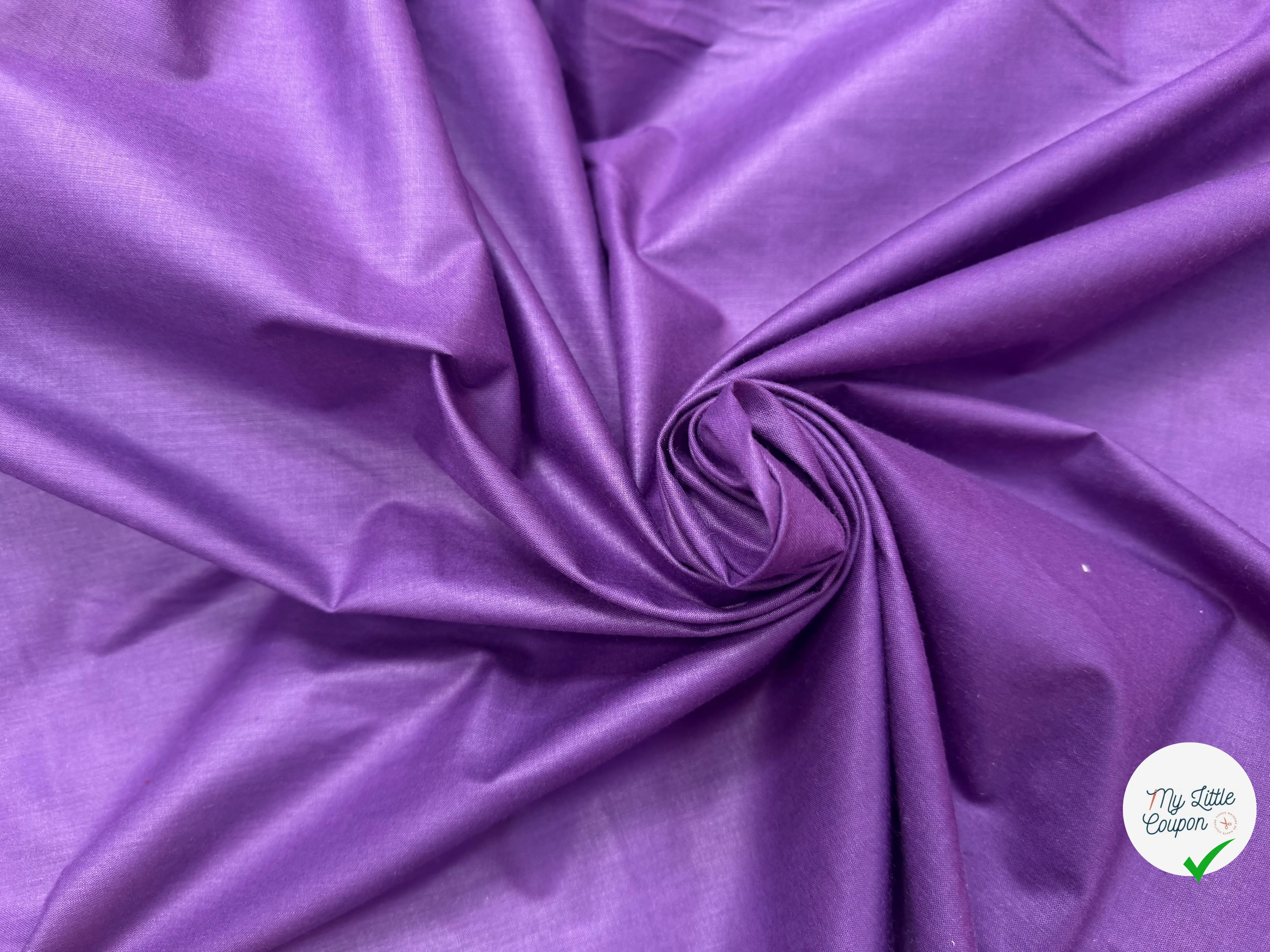 POPELINE DE COTON MERCERISE DOUBLE LAIZE VIOLET - My Little Coupon