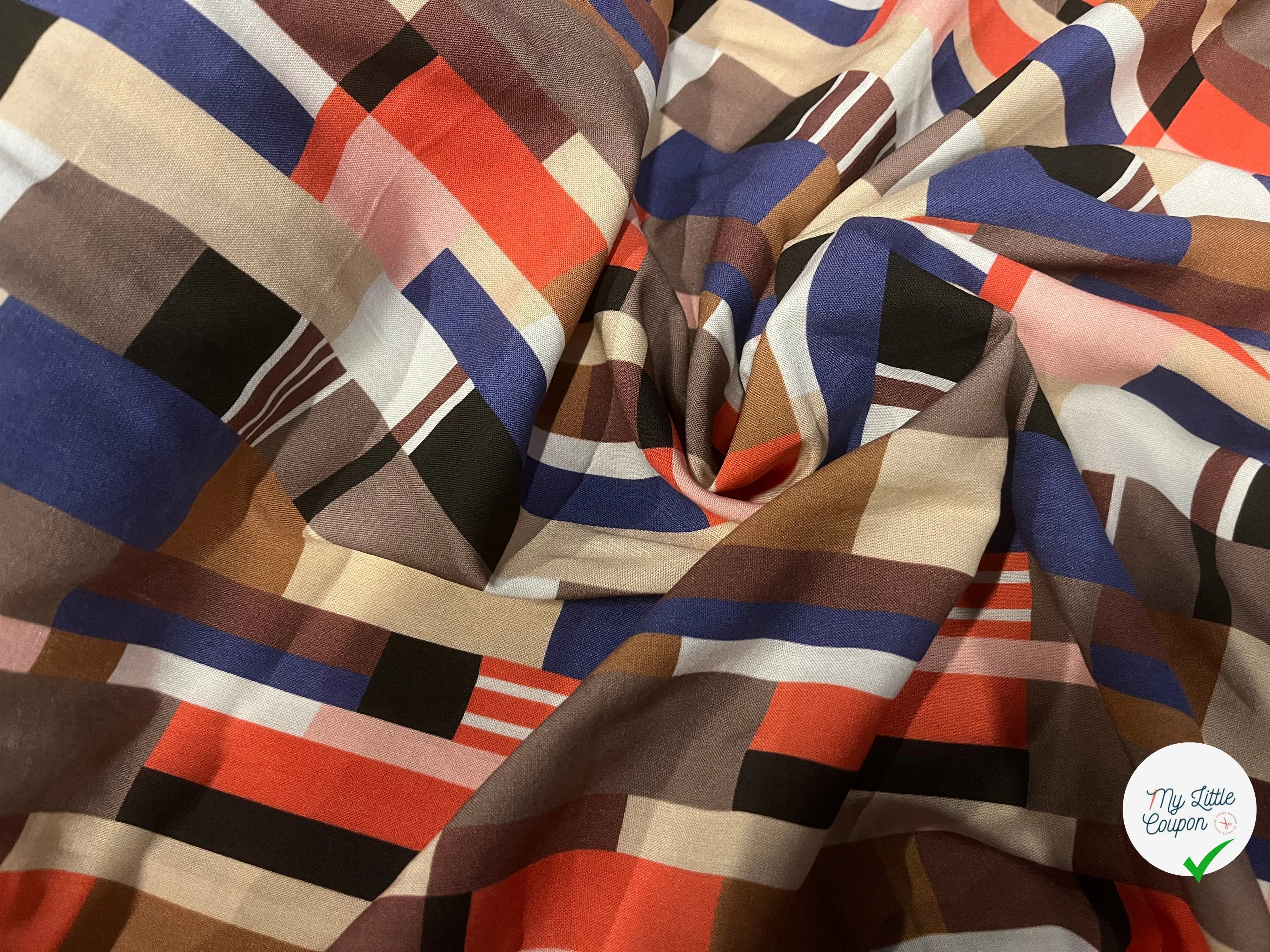 POPELINE DE COTON MOTIF TETRIS COTONNADE - My Little Coupon