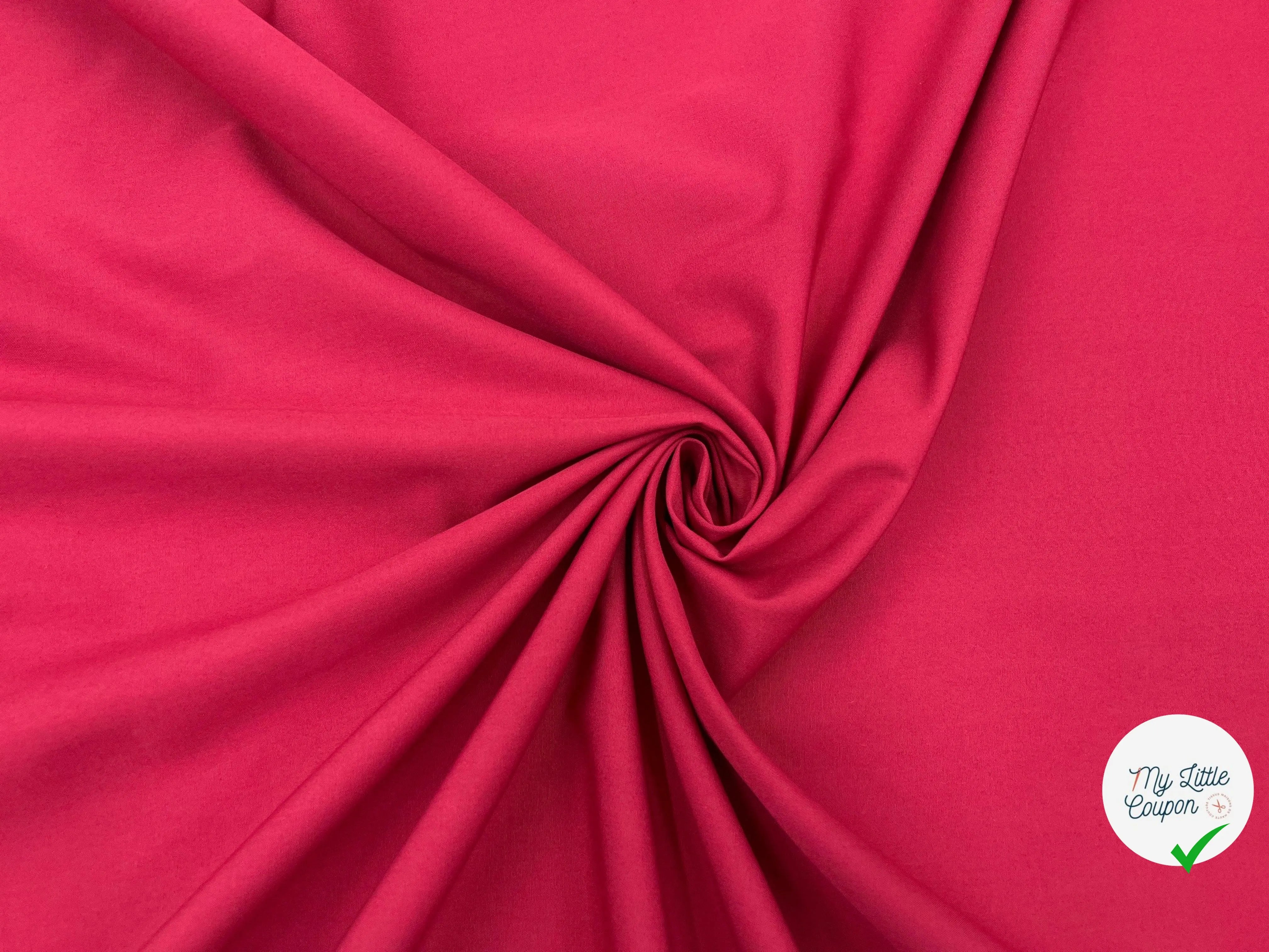 POPELINE DE COTON NÉON ROUGE FRAMBOISE - My Little Coupon - tissu - coudre