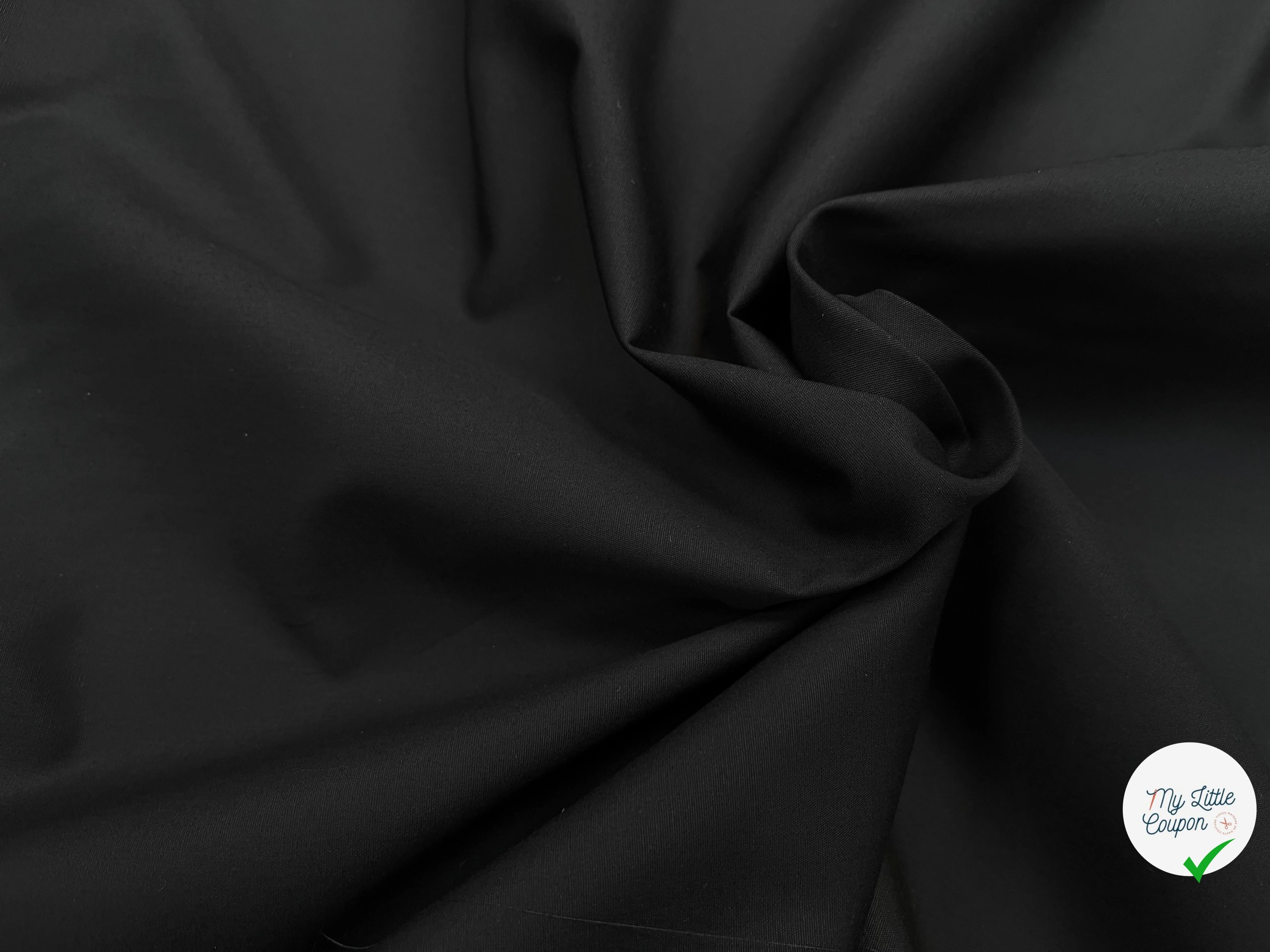 POPELINE DE COTON NOIR CRAQUANTE 145CM 100% COTON - My Little Coupon