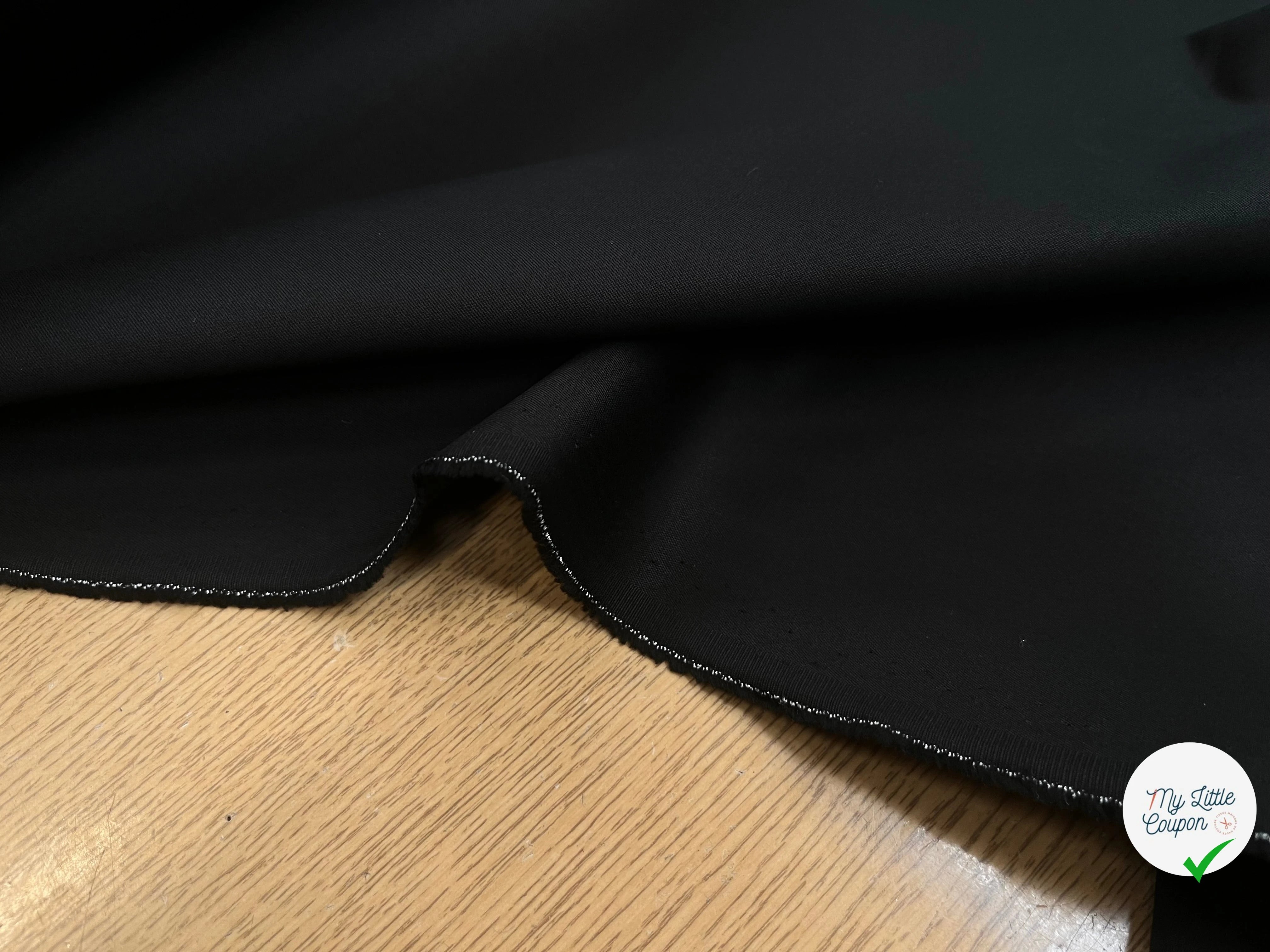 POPELINE DE COTON NOIR LEGEREMENT SATINÉ 150CM 100% COTON - My Little Coupon