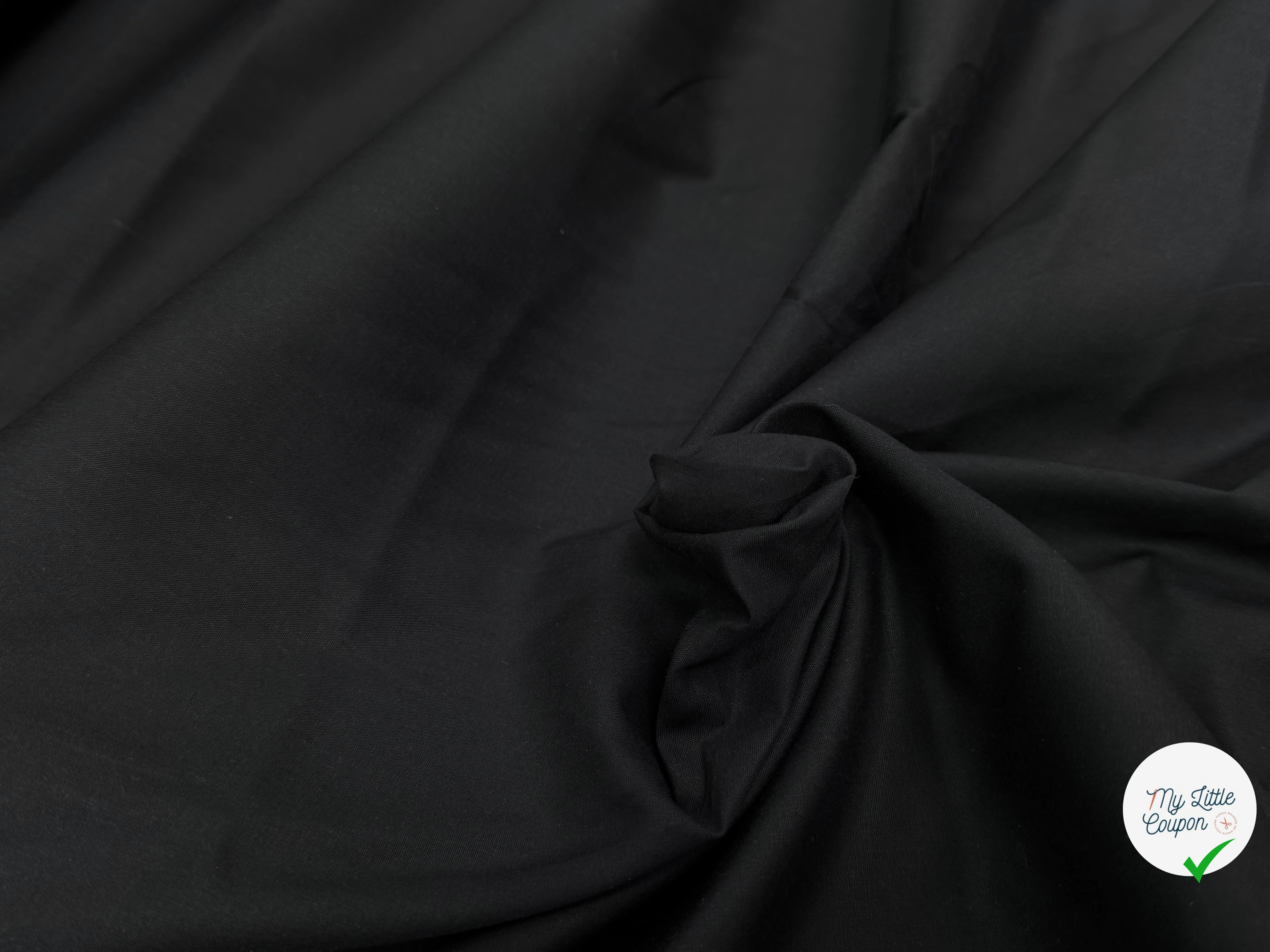 POPELINE DE COTON NOIR PREMIUM GRANDE LAIZE 280 MADE IN FRANCE - My Little Coupon