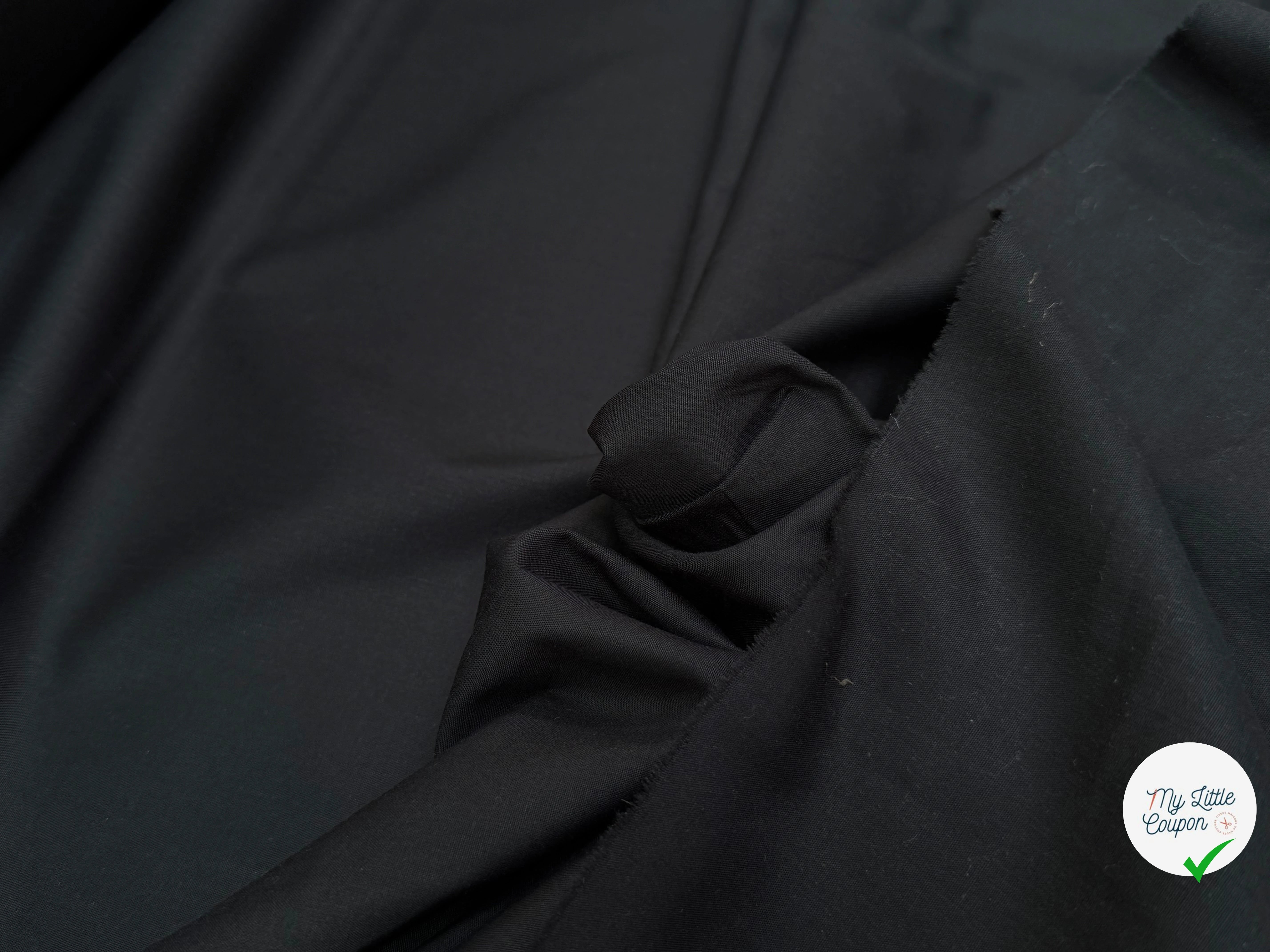 POPELINE DE COTON NOIR PREMIUM GRANDE LAIZE 280 MADE IN FRANCE - My Little Coupon