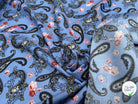 POPELINE DE COTON PAISLEY BLEU - My Little Coupon