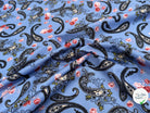 POPELINE DE COTON PAISLEY BLEU - My Little Coupon