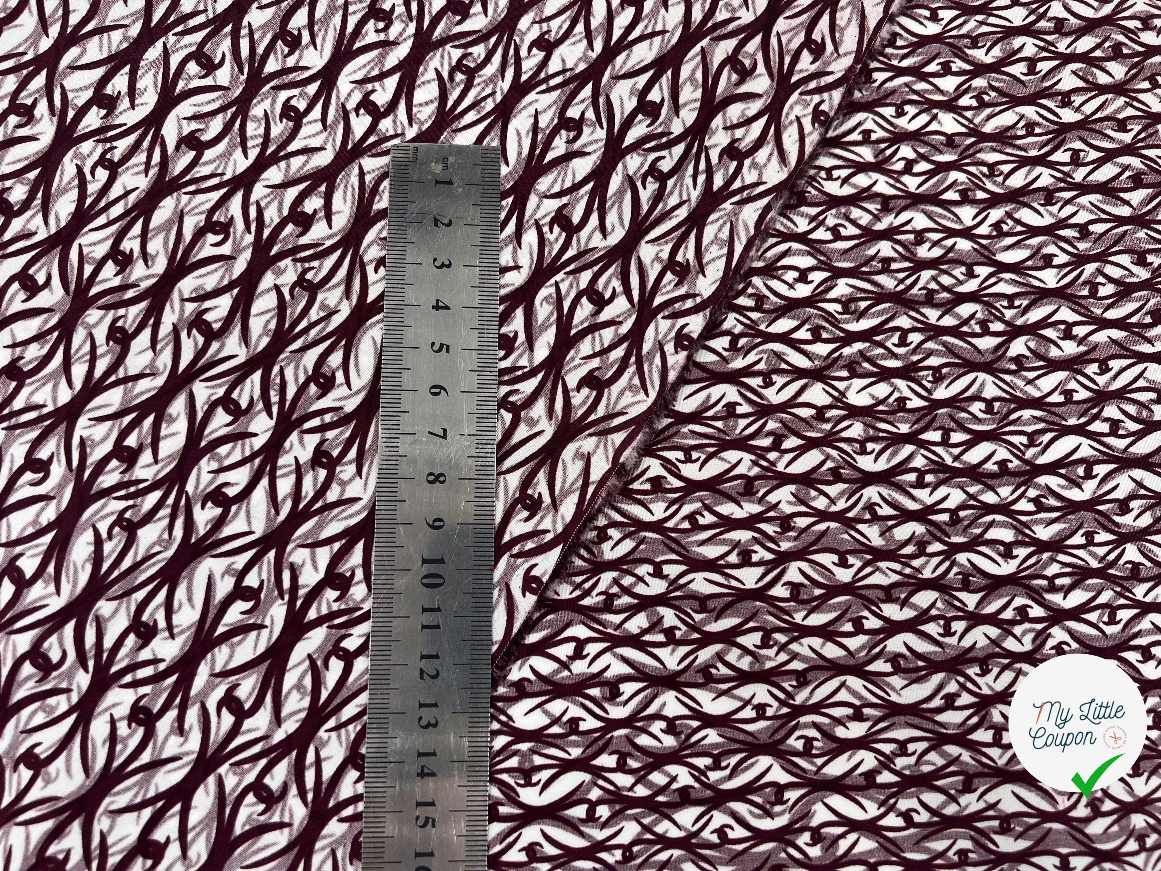 POPELINE DE COTON PEIGNÉE IMPRIMÉE BAROQUE LIE DE VIN MSO