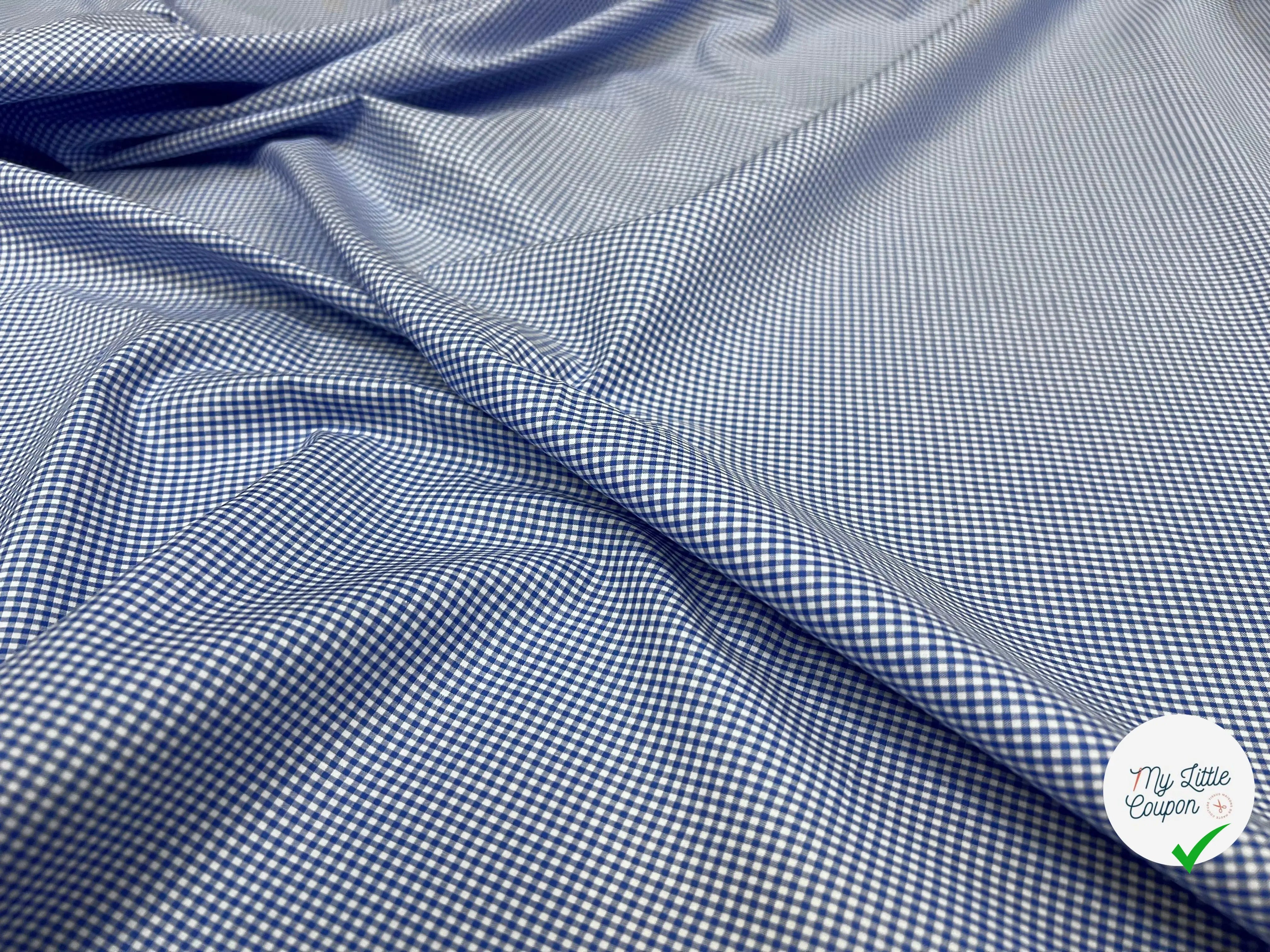 POPELINE DE COTON PETITS CARREAUX BLEUS FONCÉS OEKOTEX - My Little Coupon
