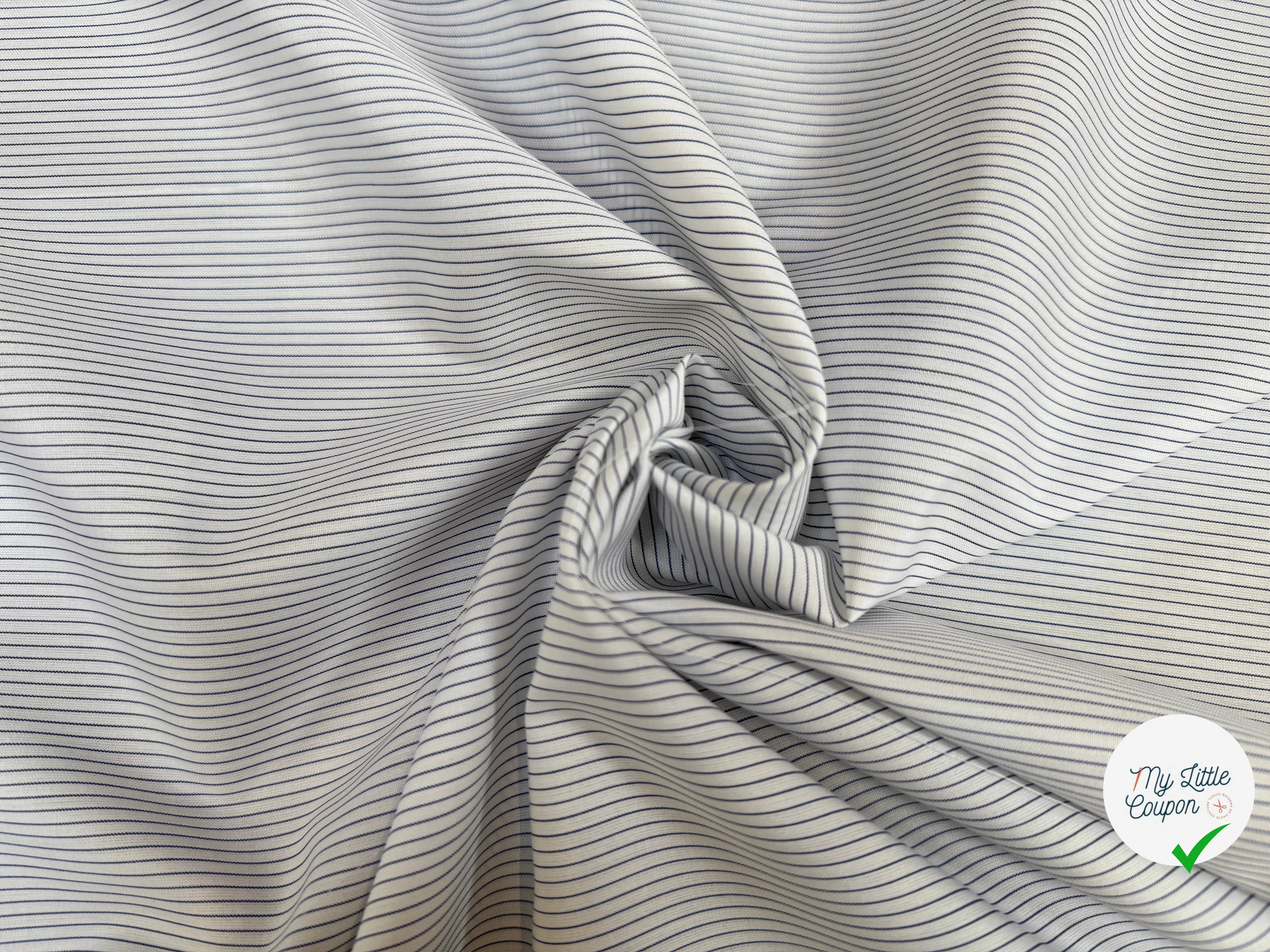 POPELINE DE COTON RAYURES BLANC ET BLEU - My Little Coupon