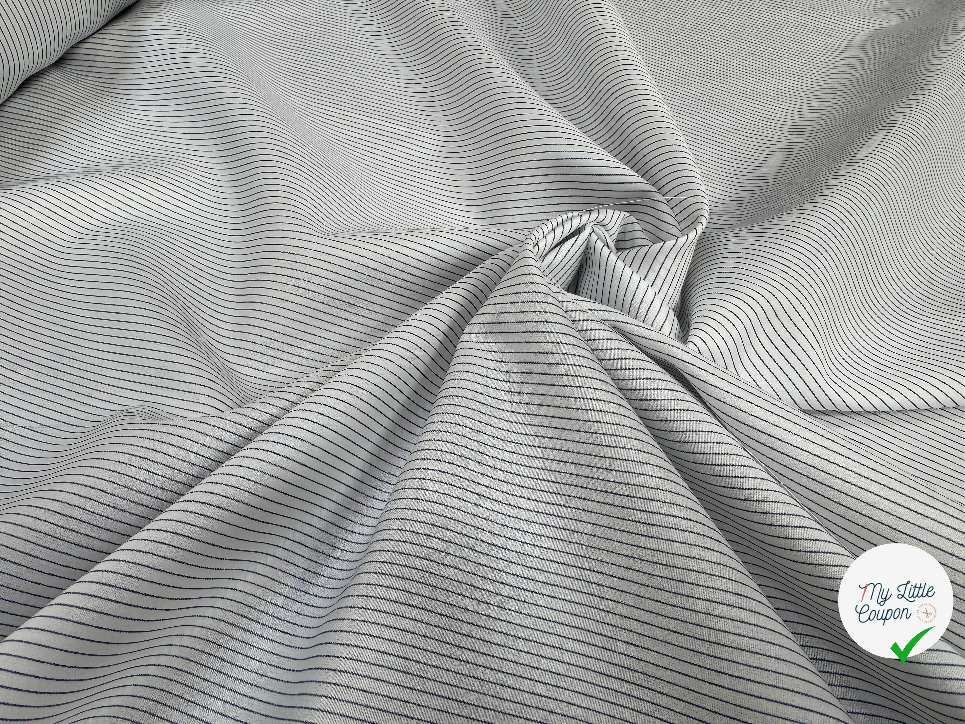 POPELINE DE COTON RAYURES BLANC ET BLEU - My Little Coupon