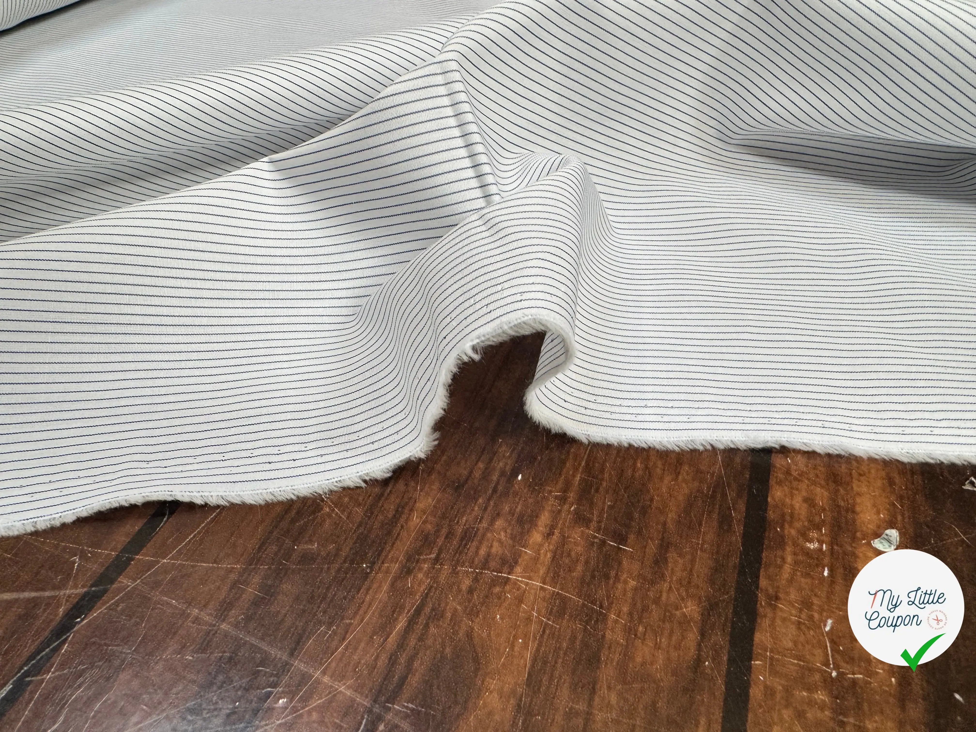 POPELINE DE COTON RAYURES BLANC ET BLEU - My Little Coupon