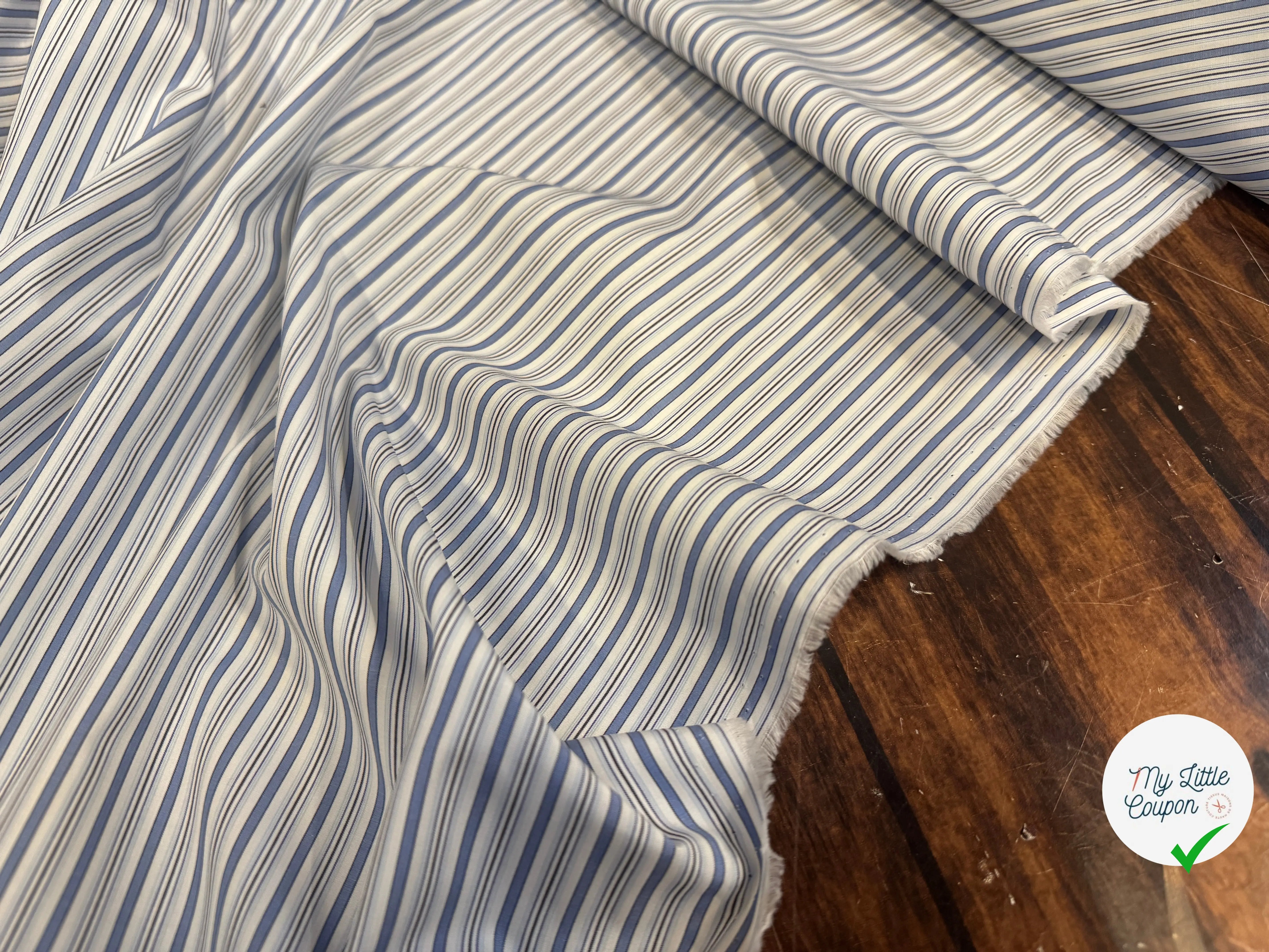 POPELINE DE COTON RAYURES BLEU BLANC - My Little Coupon