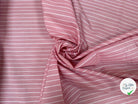 POPELINE DE COTON ROSE À RAYURES BLANCHES - My Little Coupon