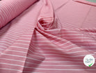 POPELINE DE COTON ROSE À RAYURES BLANCHES - My Little Coupon
