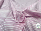 POPELINE DE COTON ROSE RAYURES BLANCHES - My Little Coupon