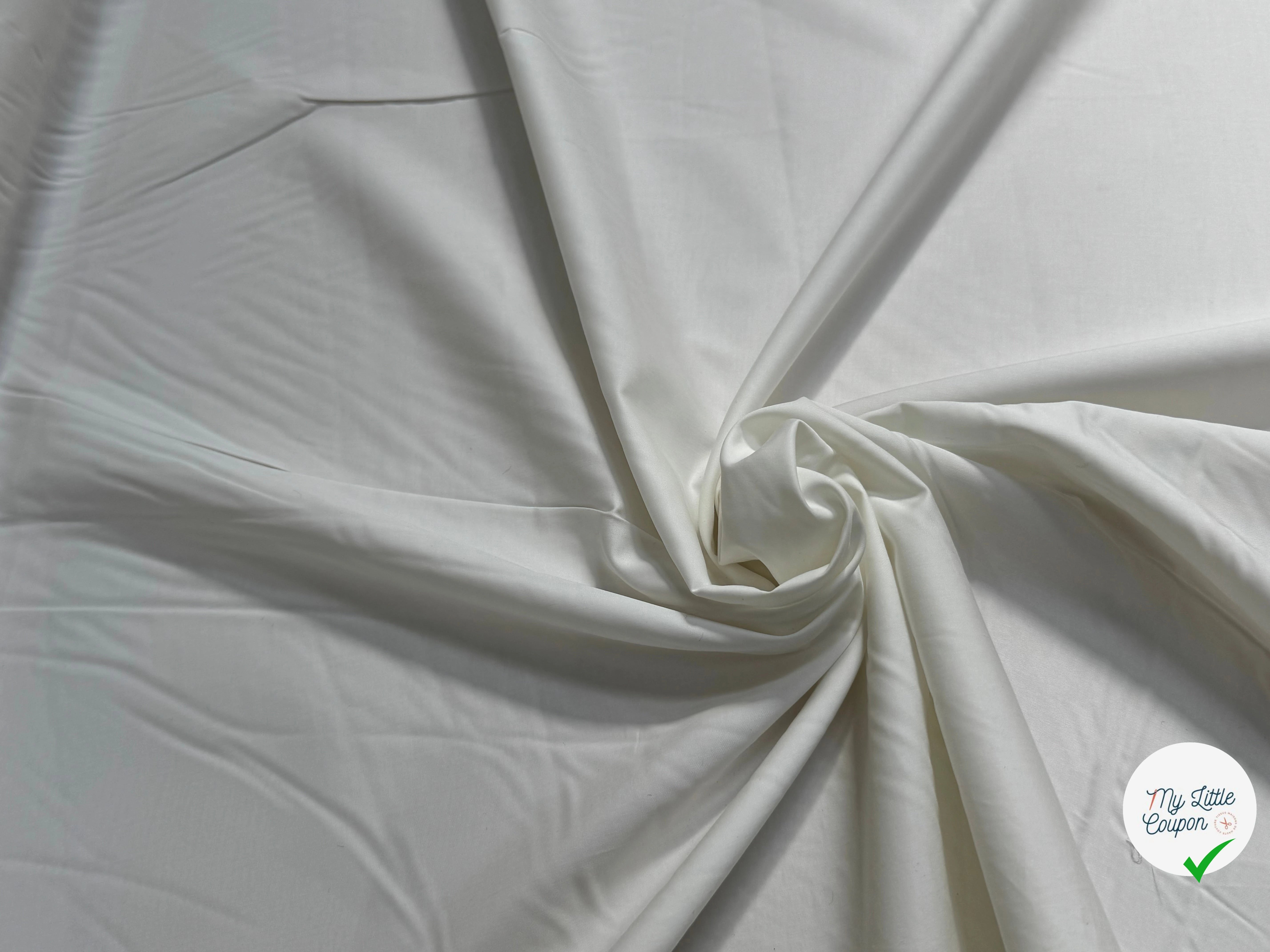 POPELINE DE COTON SATINÉE BLANC CASSÉ STRETCH QUALITÉ COUTURE TOUCHER DOUX - My Little Coupon