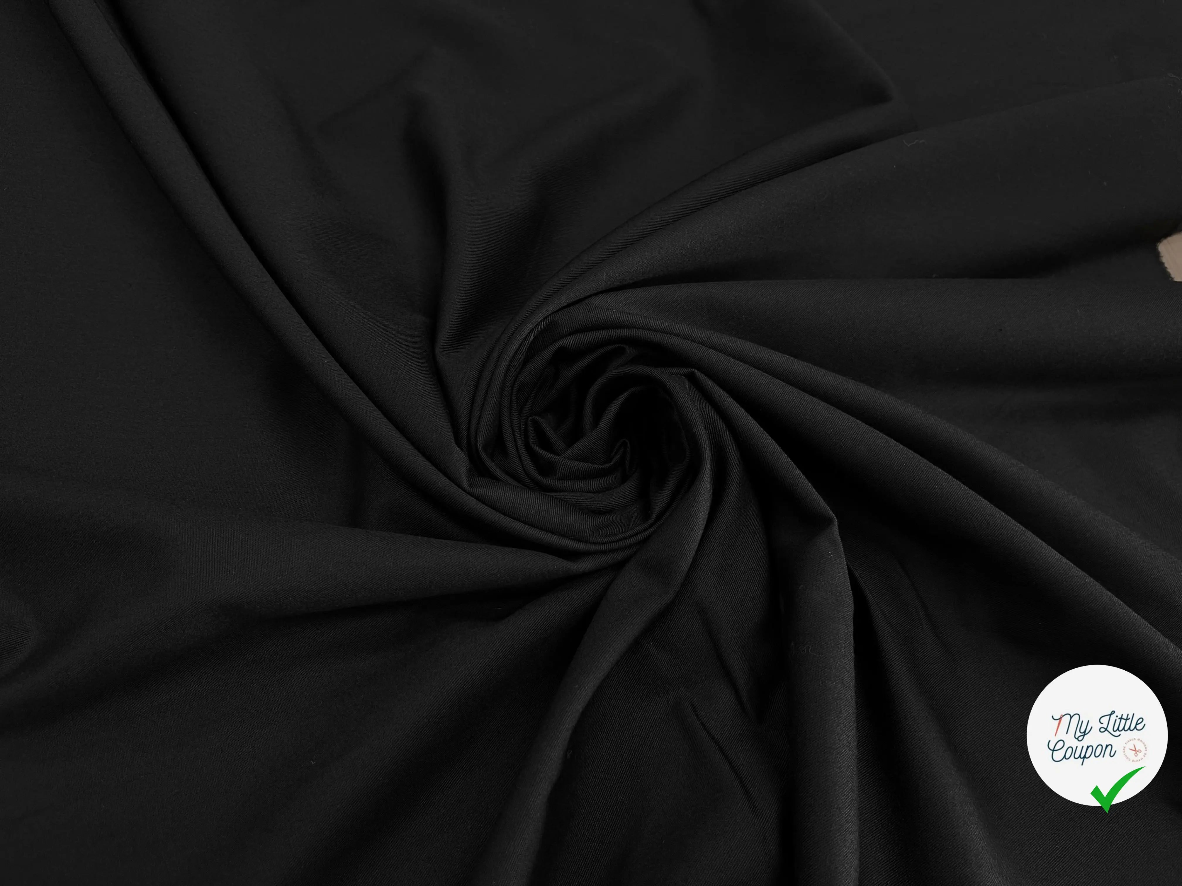 POPELINE DE COTON SERGÉE NOIR - My Little Coupon