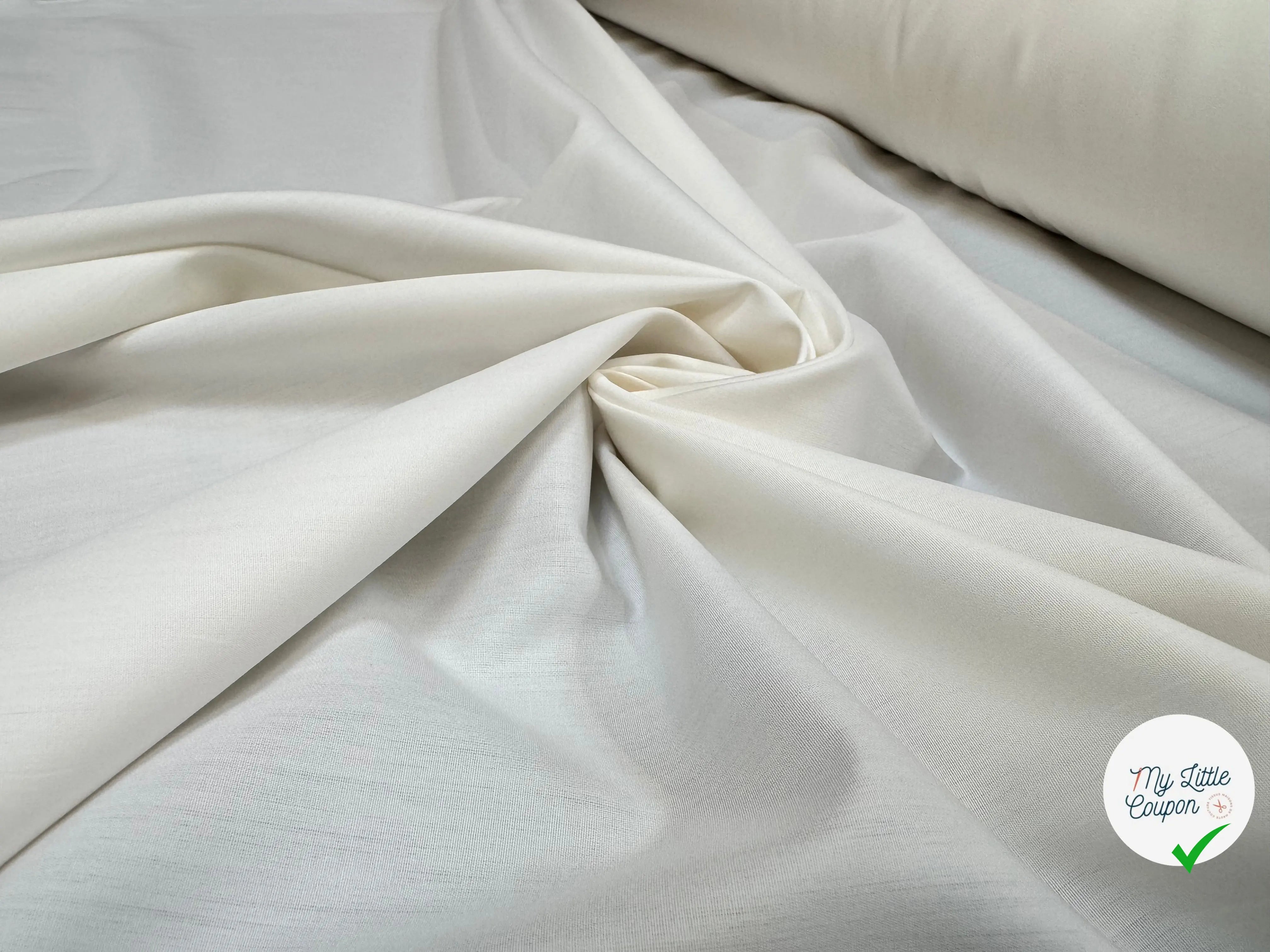 POPELINE DE COTON SIMPLE MILKY WHITE TRANSPARENTE - My Little Coupon