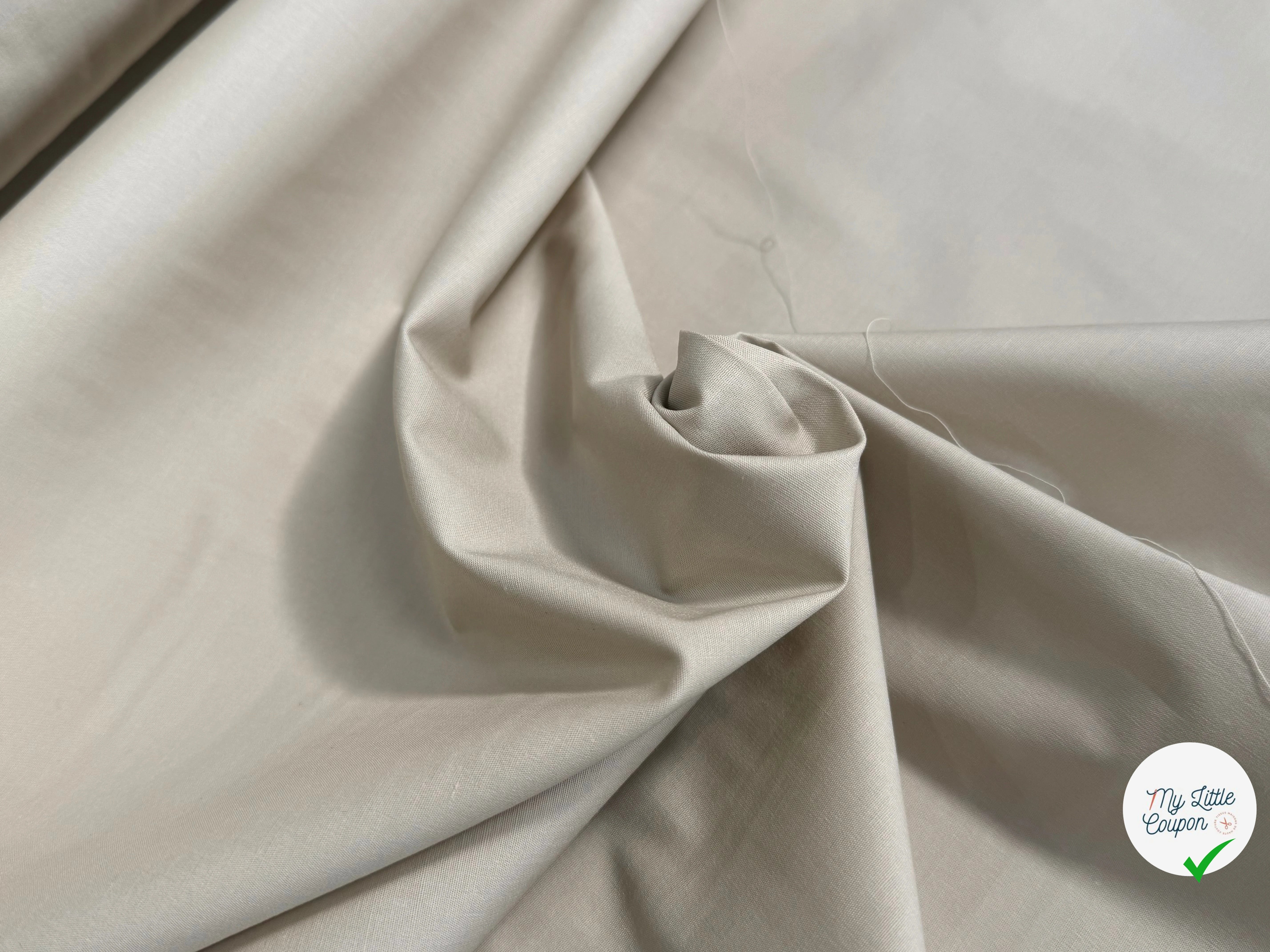 POPELINE DE COTON STRETCH BEIGE CLAIR ULTRA BEAU - My Little Coupon
