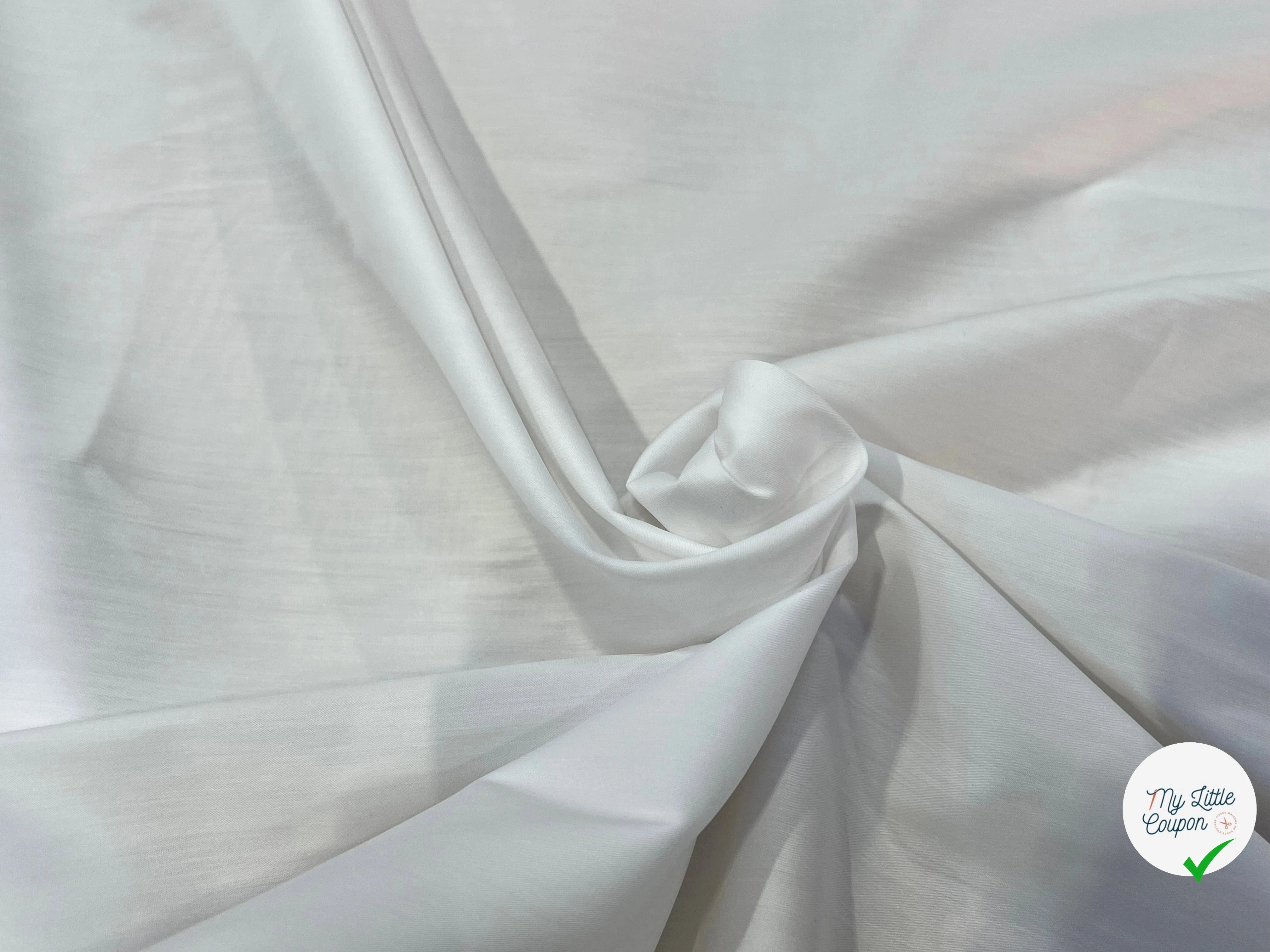 POPELINE DE COTON STRETCH BLANC 97% COTON - My Little Coupon