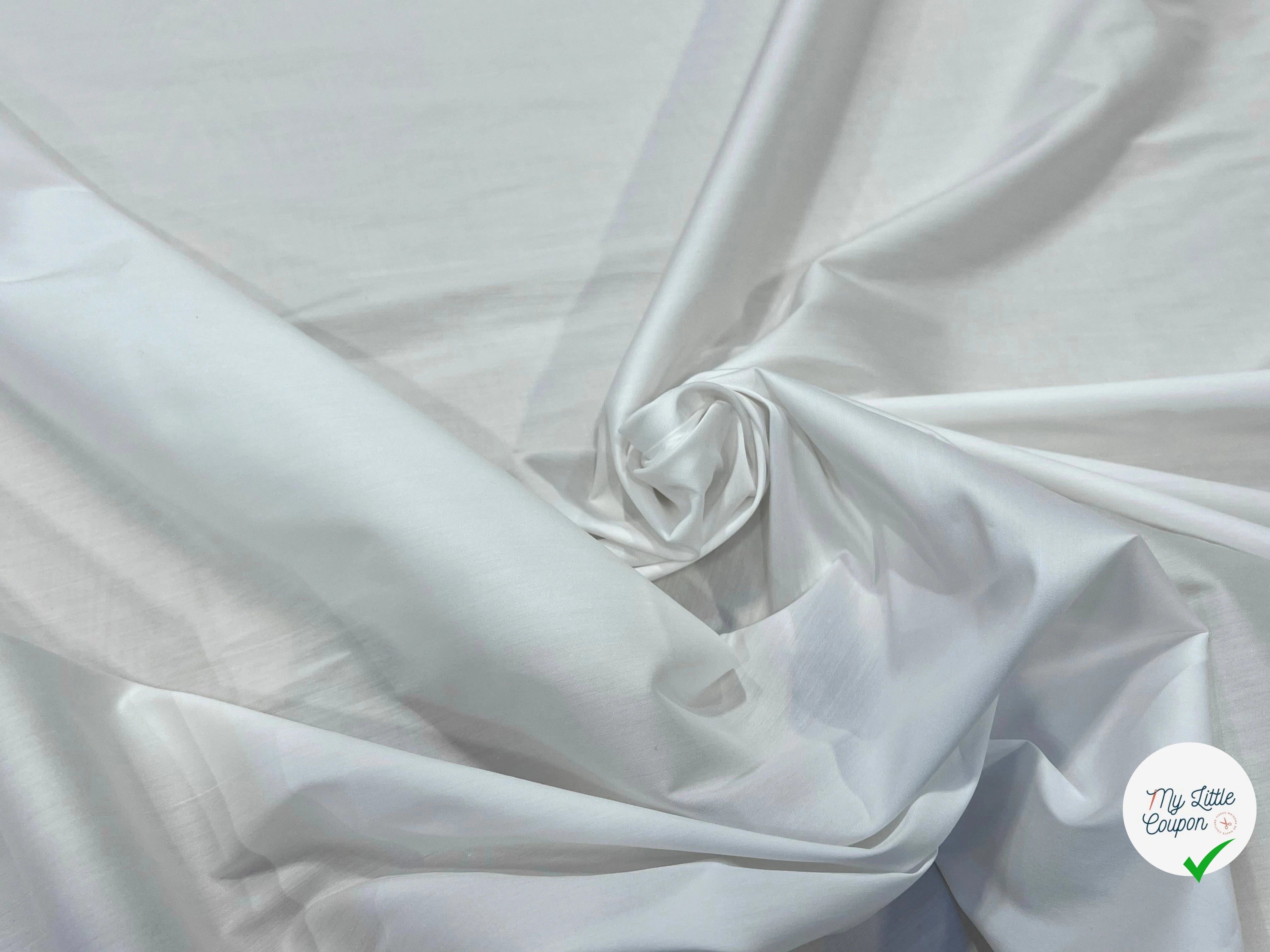 POPELINE DE COTON STRETCH BLANC 97% COTON - My Little Coupon