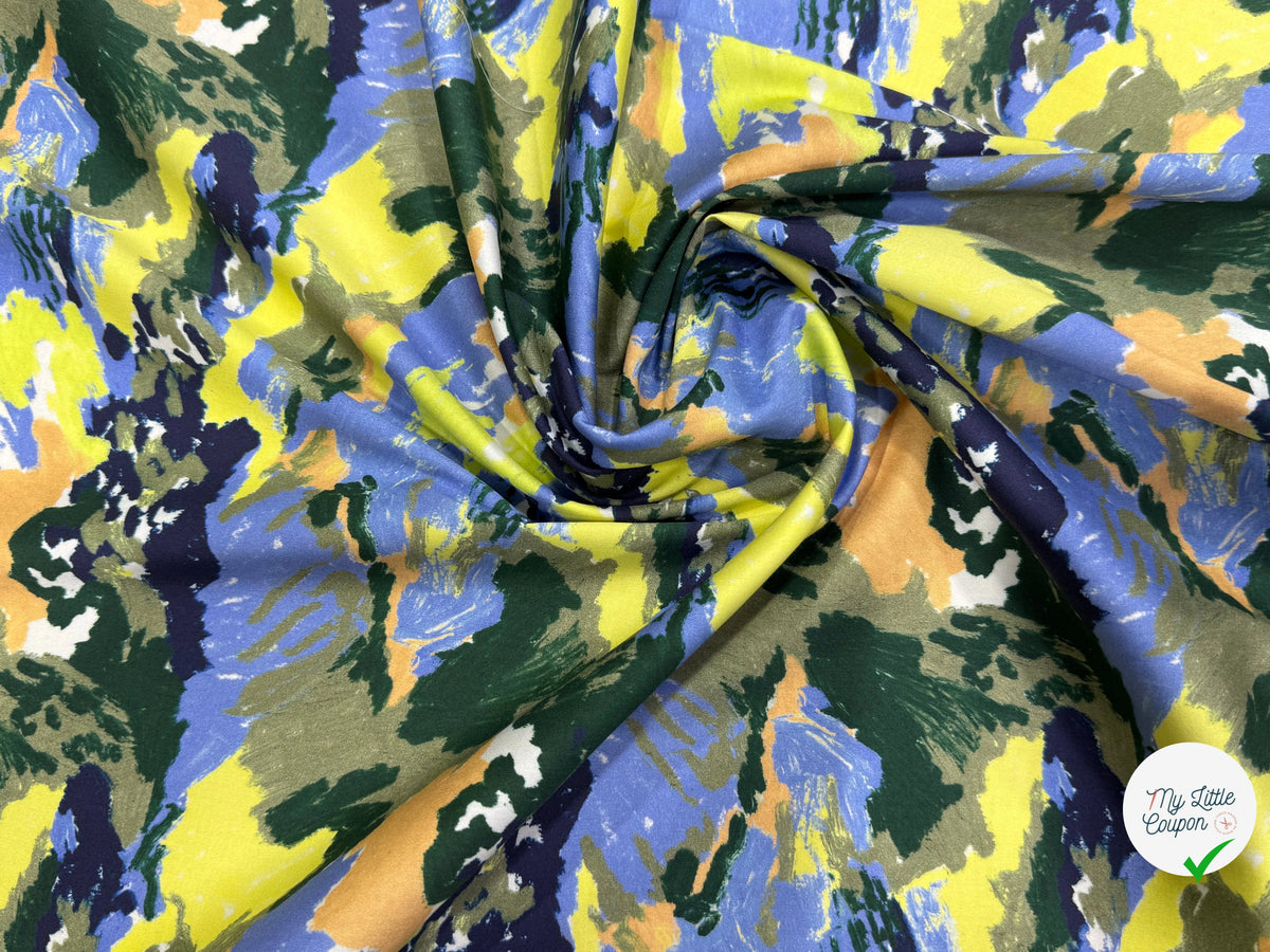 POPELINE DE COTON STRETCH IMPRIMÉE ORAGES - My Little Coupon