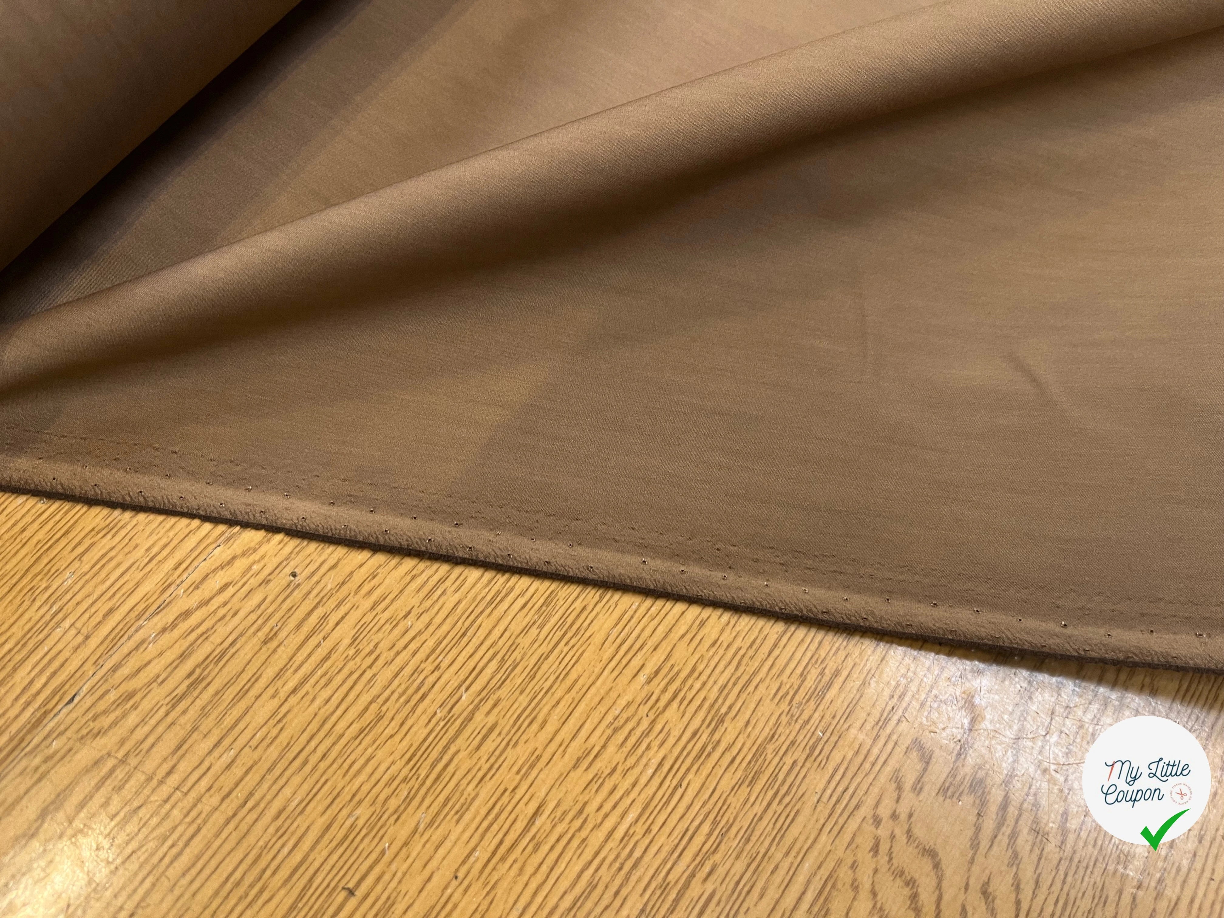 POPELINE DE COTON STRETCH LÈGEREMENT SATINÉE MOCHA 145CM - My Little Coupon