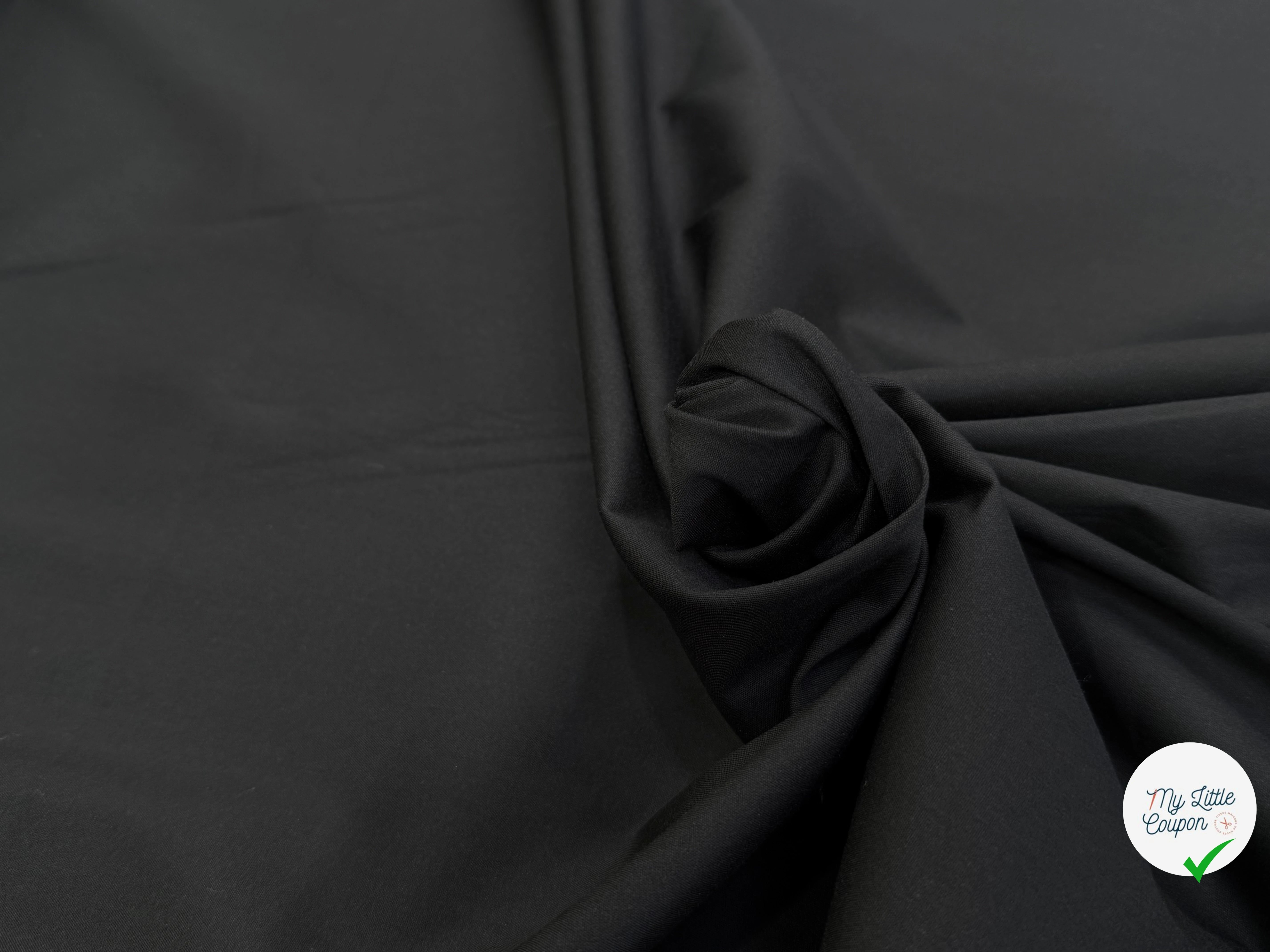 POPELINE DE COTON STRETCH QUALITÉ COUTURE NOIR PETITE LAIZE - My Little Coupon